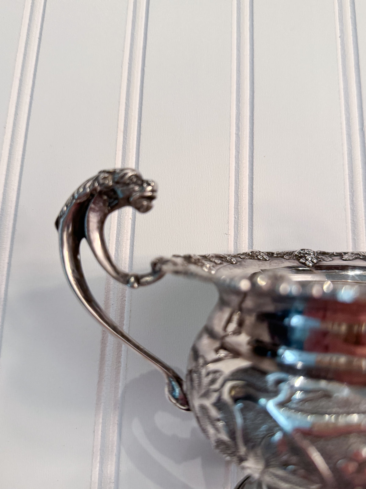 English Old Sheffield Reproduction Silverplate Creamer & Sugar Bowl with Dragon Handles