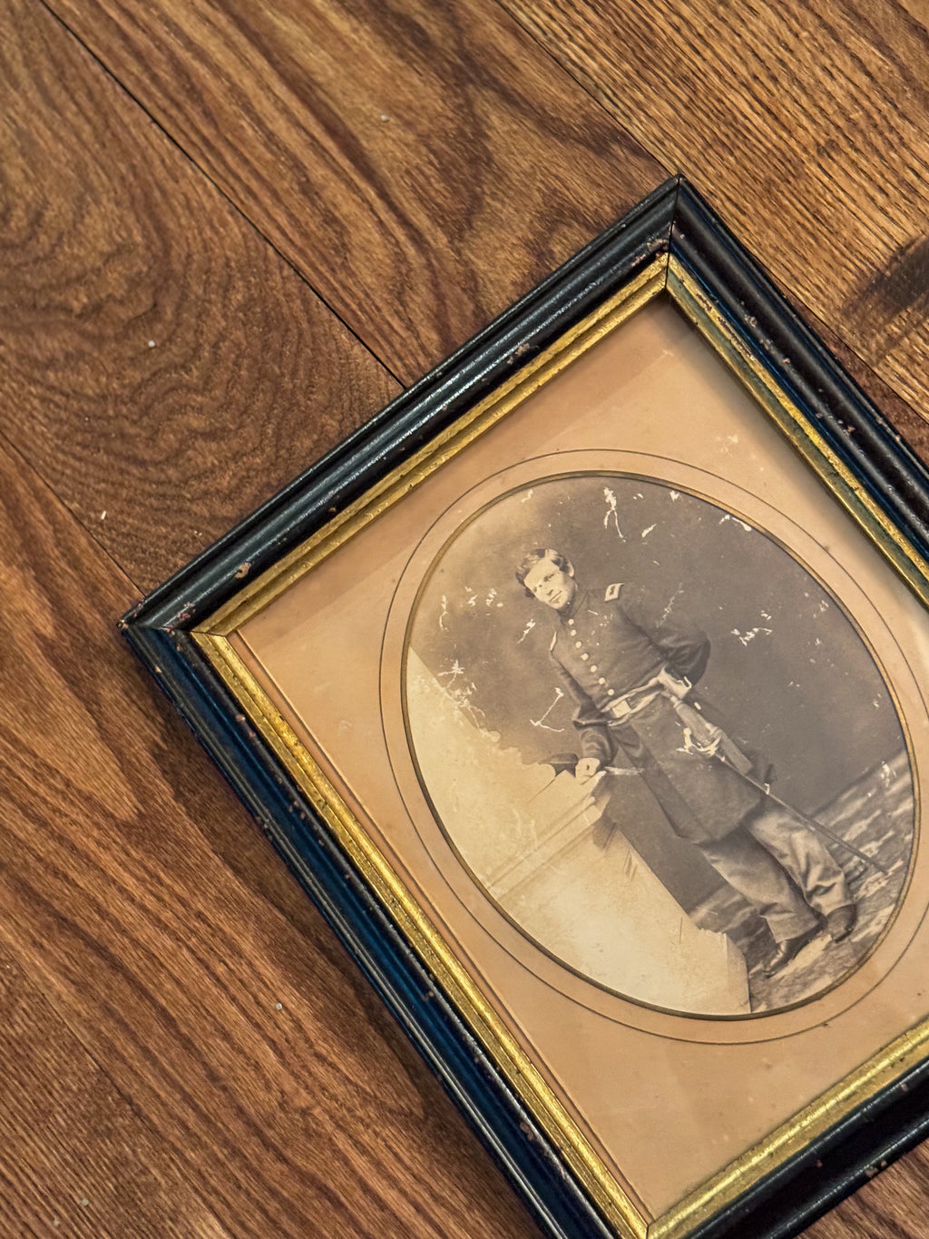 Antique Civil War Soldier Photographic Reproduction | Framed Cabinet Card Portrait