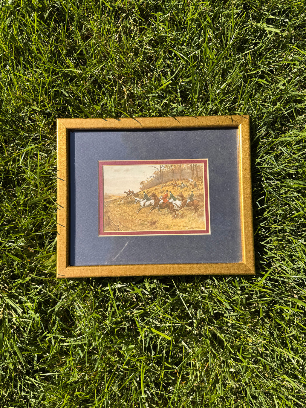 Vintage George Wright “Full Cry” Fox Hunting Equestrian Print | Framed Sporting Art