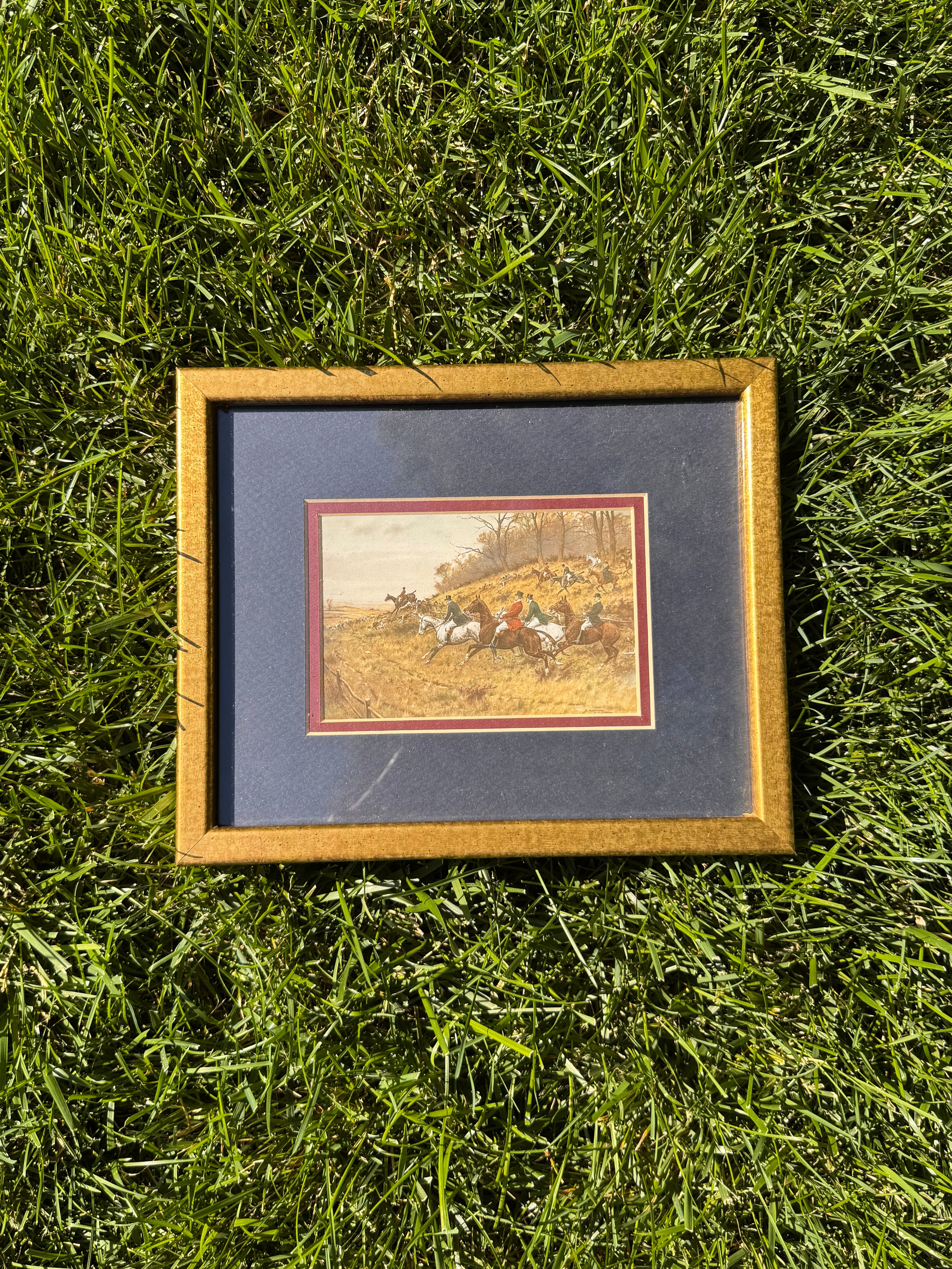 Vintage George Wright “Full Cry” Fox Hunting Equestrian Print | Framed Sporting Art