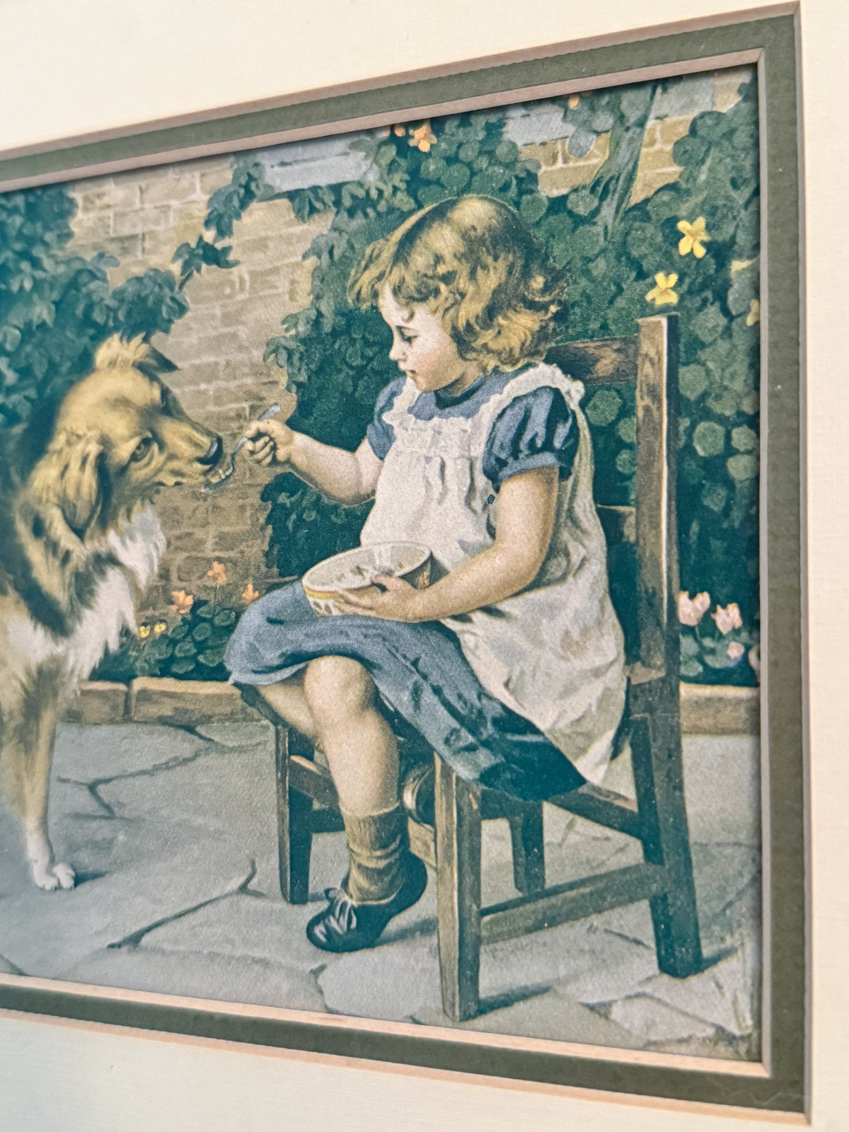 Vintage “Turn About Is Fair Play” Framed Print | Girl & Collie Dog Art