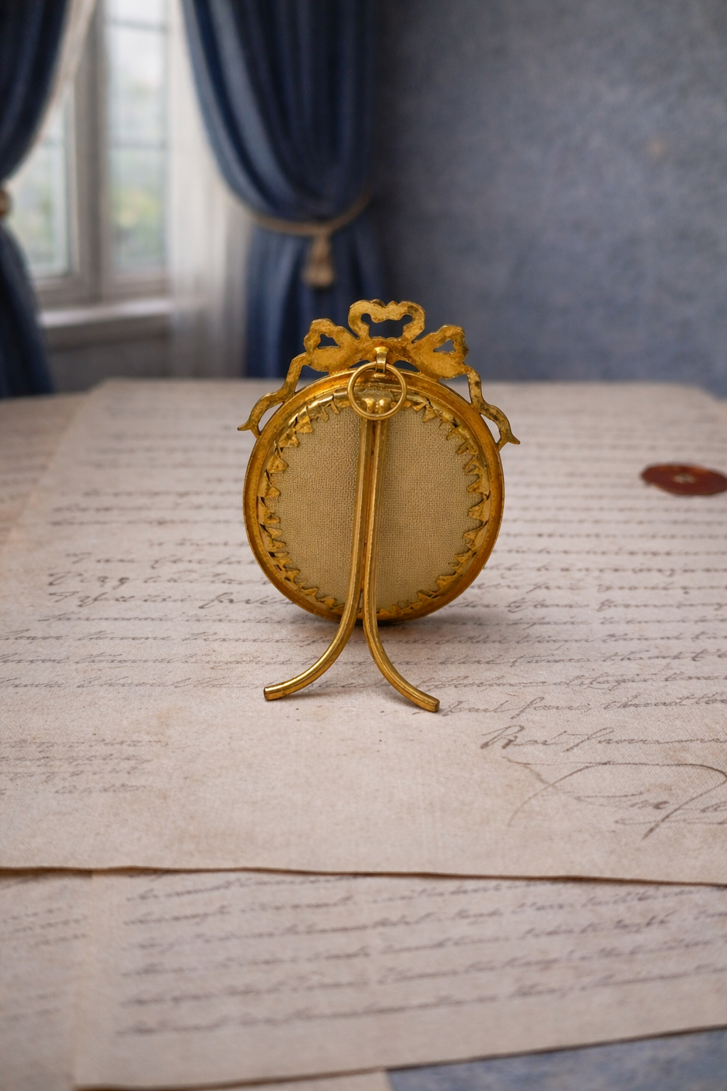 Antique French Gilt Bronze Miniature Portrait of a Noblewoman