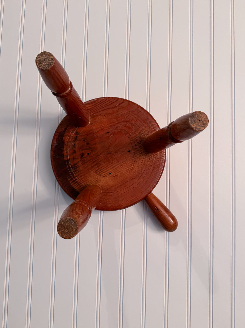 Vintage Wooden Milk Stool | Three-Legged Farmhouse Stool with Handle