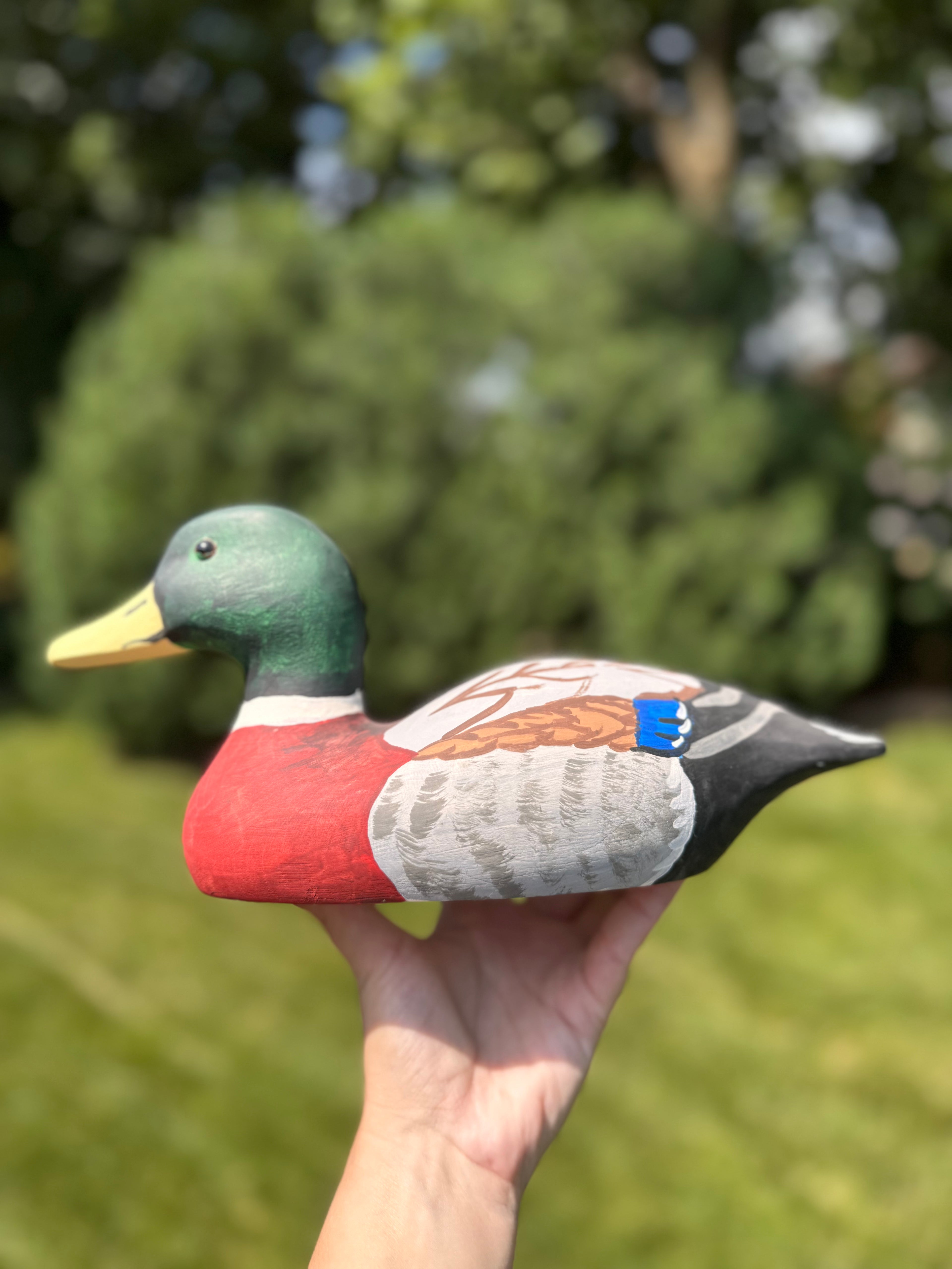 Hand-Painted Wooden Mallard Duck Decoy