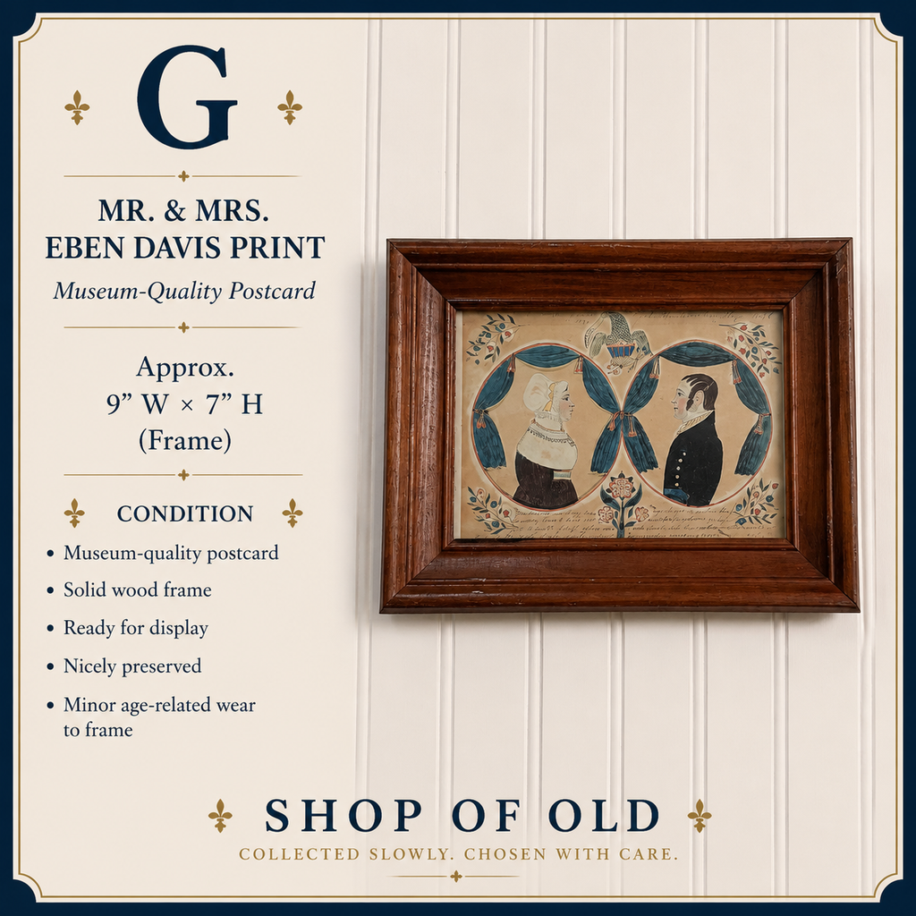 Mr. & Mrs. Eben Davis Museum-Quality Folk Art Print | Framed Postcard