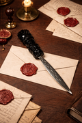 Sterling Silver Letter Opener with Carved Black Onyx Handle