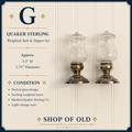 Vintage Quaker Sterling Weighted Salt & Pepper Shakers | Etched Glass Pair