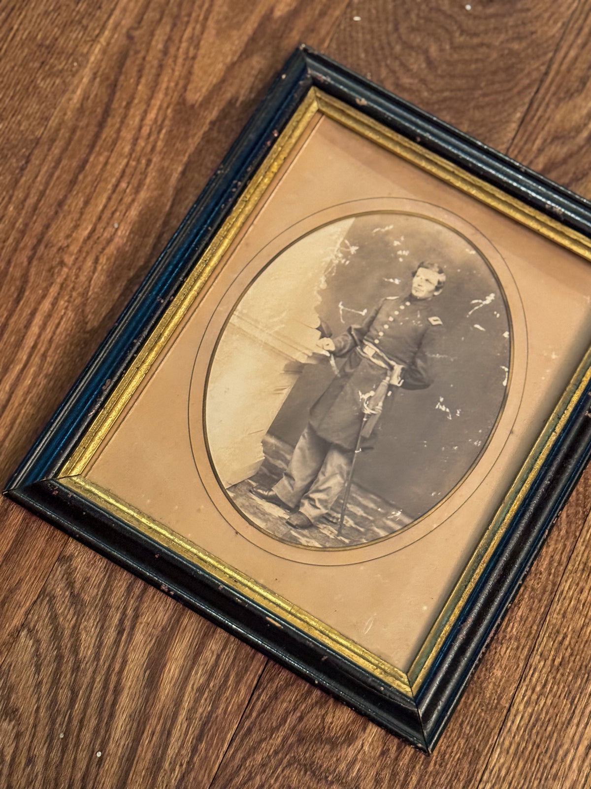 Antique Civil War Soldier Photographic Reproduction | Framed Cabinet Card Portrait