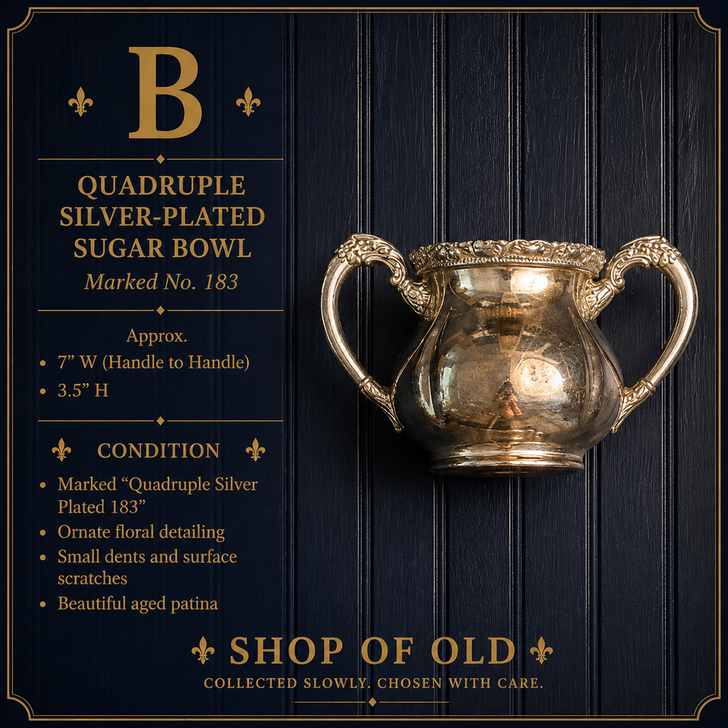 Antique Quadruple Silver-Plated Sugar Bowl No. 183 | Floral Handled Bowl