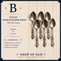Vintage Silver-Plated Rose Spoons | Set of 6 | Mid-20th Century