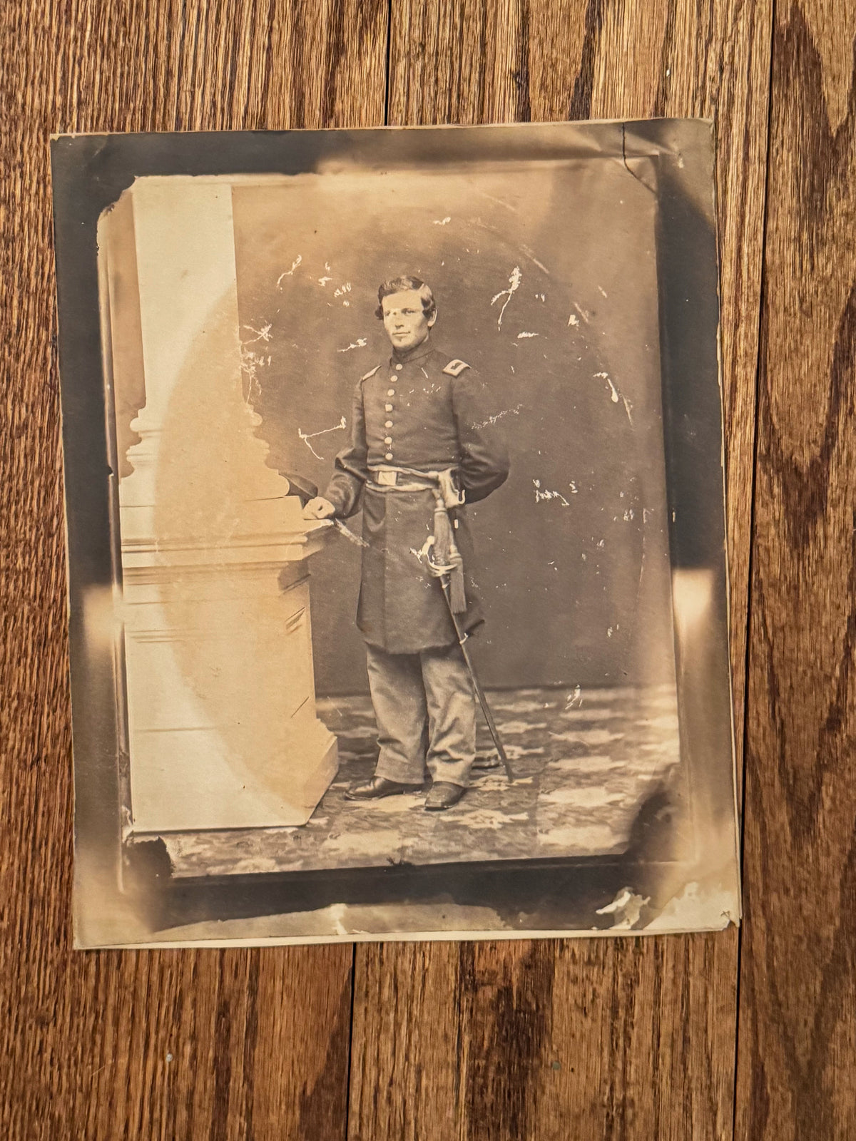 Antique Civil War Soldier Photographic Reproduction | Framed Cabinet Card Portrait