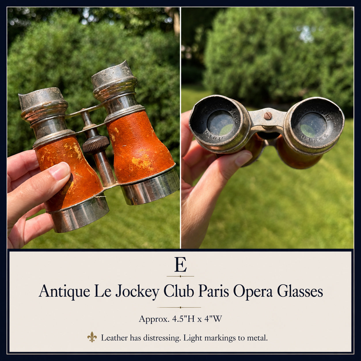 Antique Le Jockey Club Paris Opera Glasses with Leather Wrap