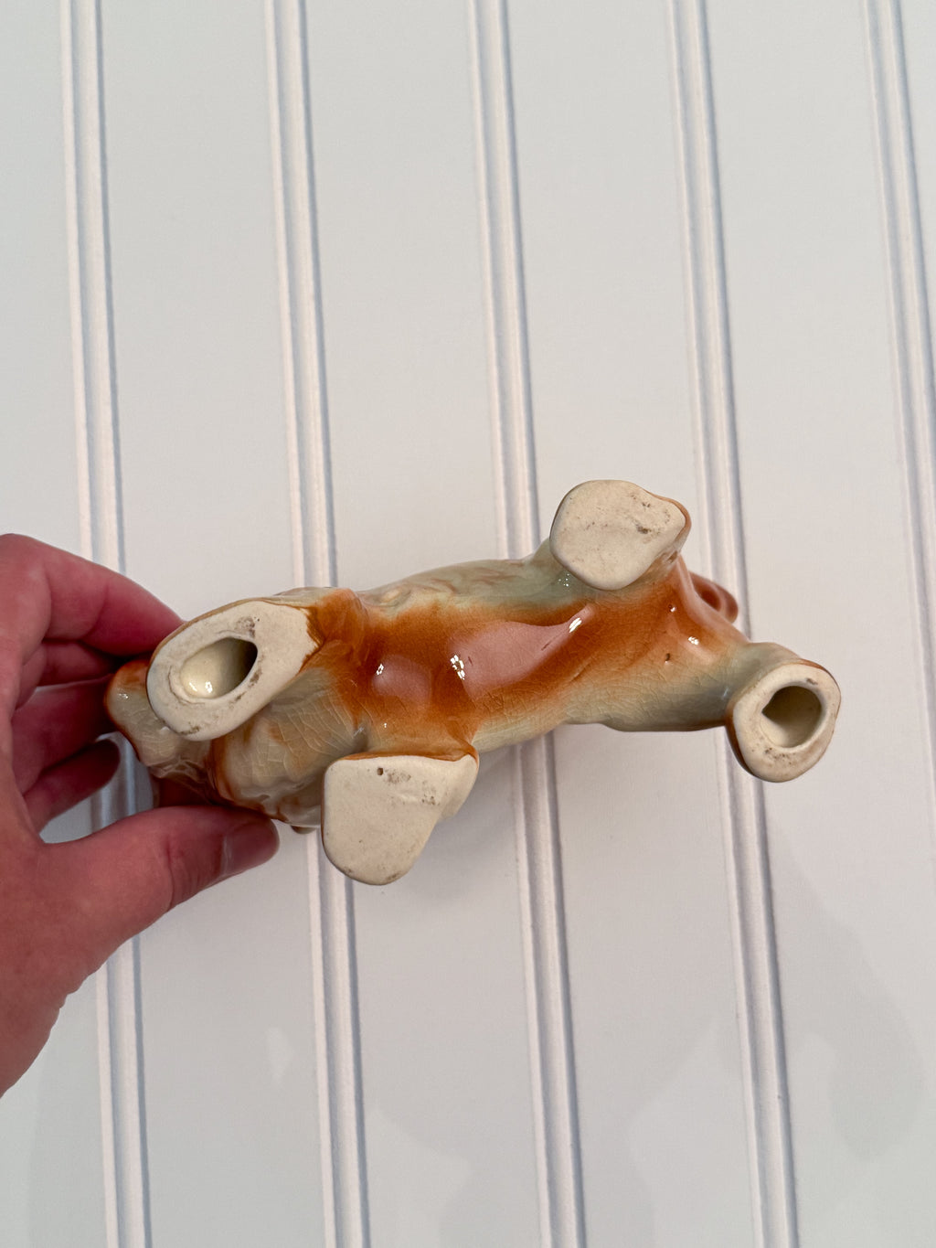 Vintage Porcelain Spaniel Figurine Orange & White Dog Statue