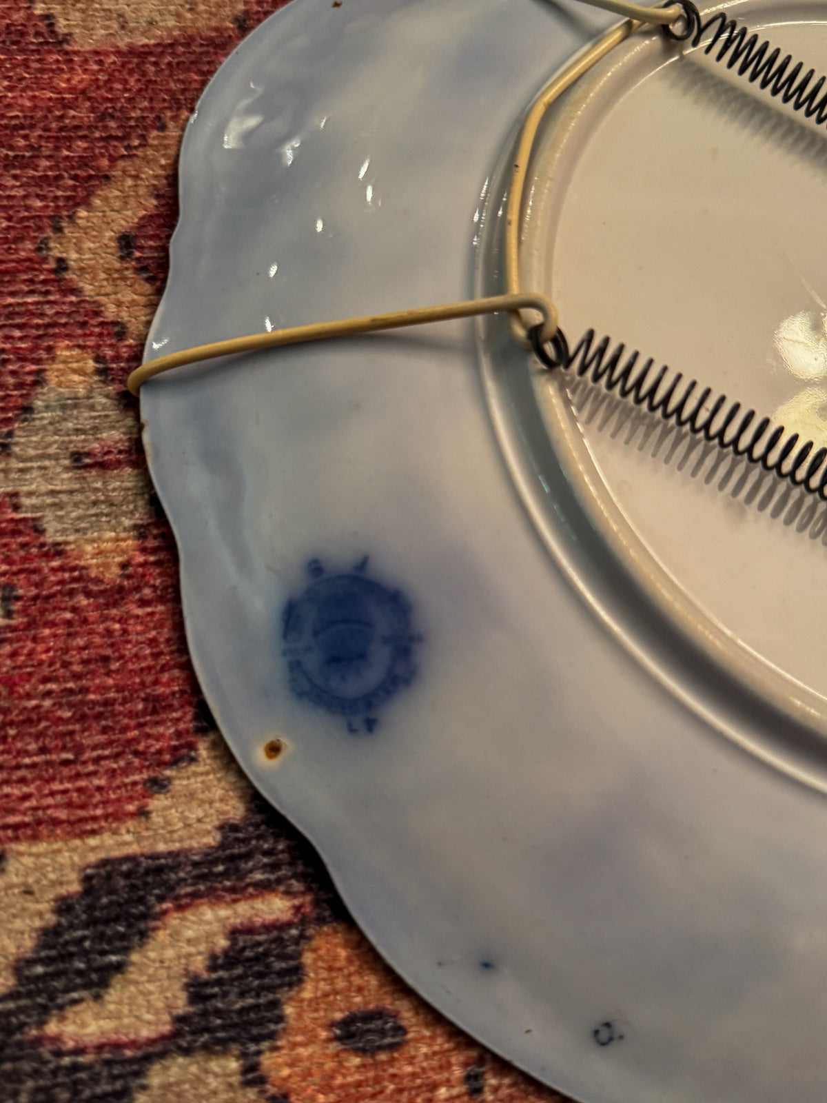 Antique W.H. Grindley Melbourne Flow Blue 10-Inch Plate with Wall Hanger | Victorian Staffordshire