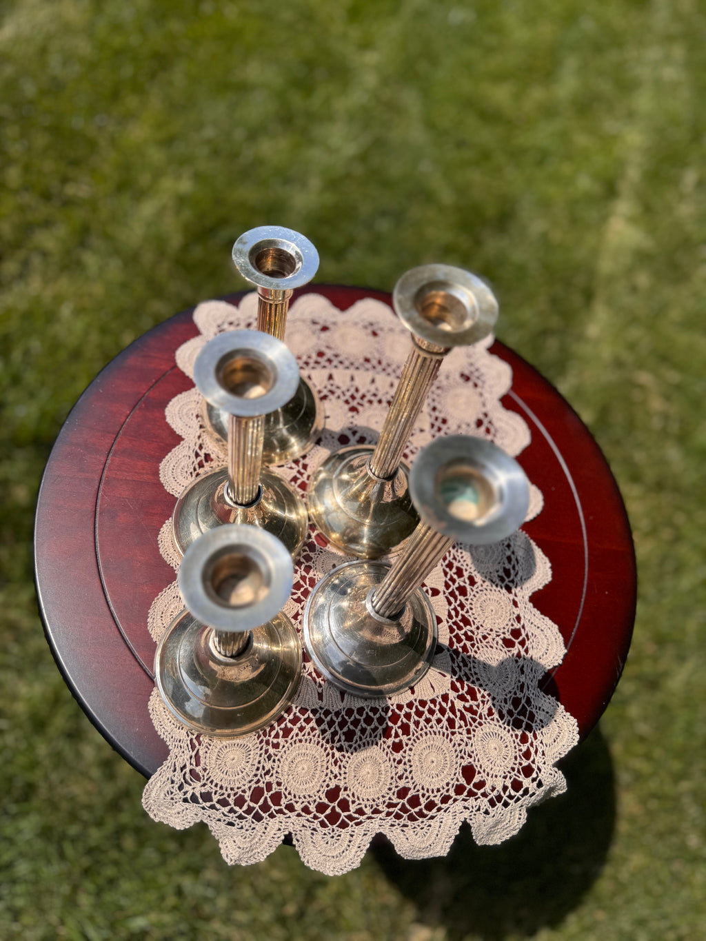 Set of Five International Silver Company Silver Plated Candlesticks