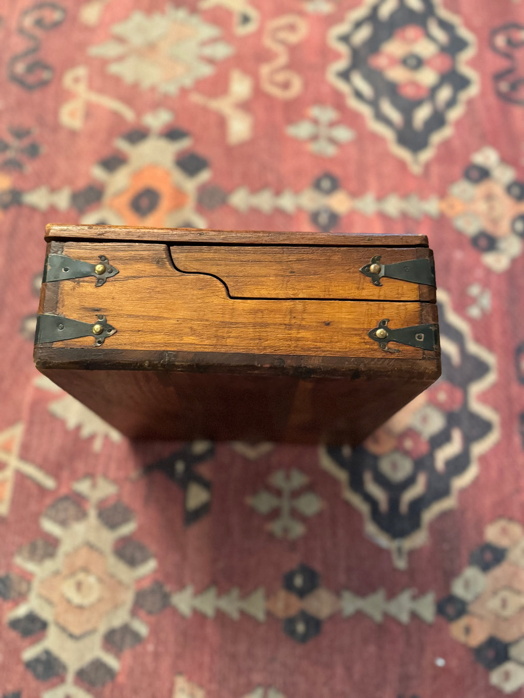 Antique 19th-Century Triple-Fold Traveling Writing Desk with Fitted Compartments