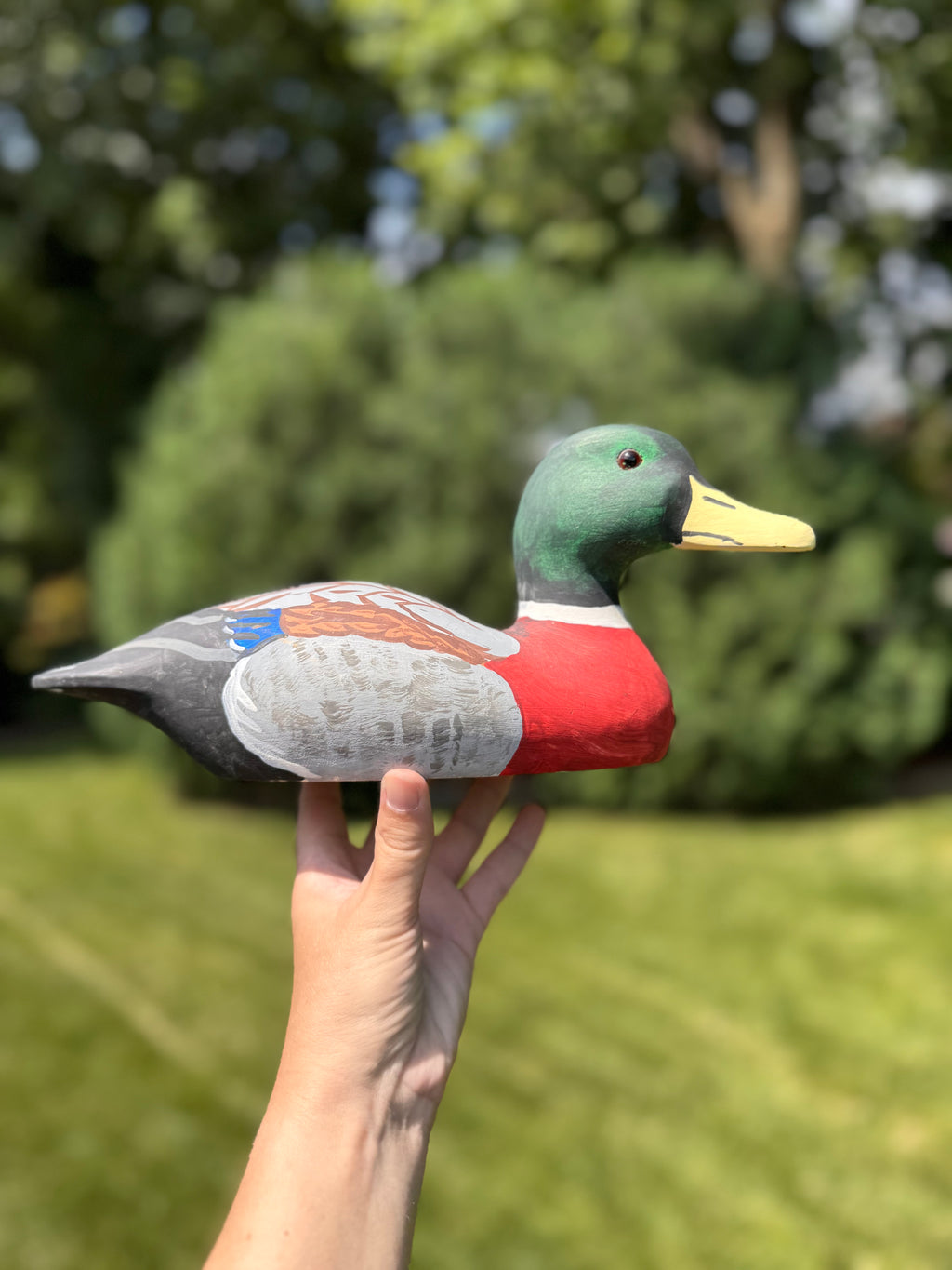 Hand-Painted Wooden Mallard Duck Decoy
