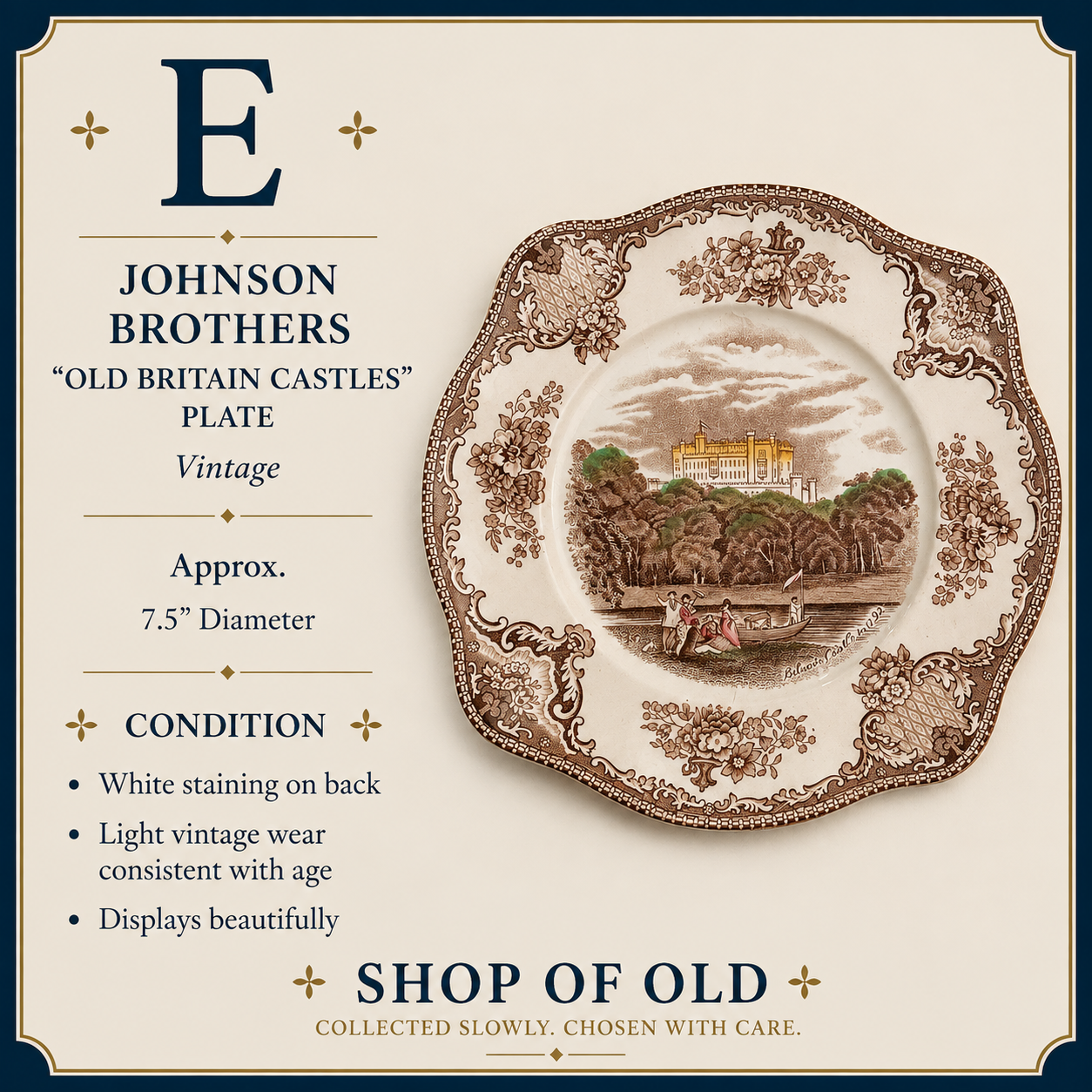 Johnson Brothers “Old Britain Castles” Plate | Belvoir Castle in 1792 | England
