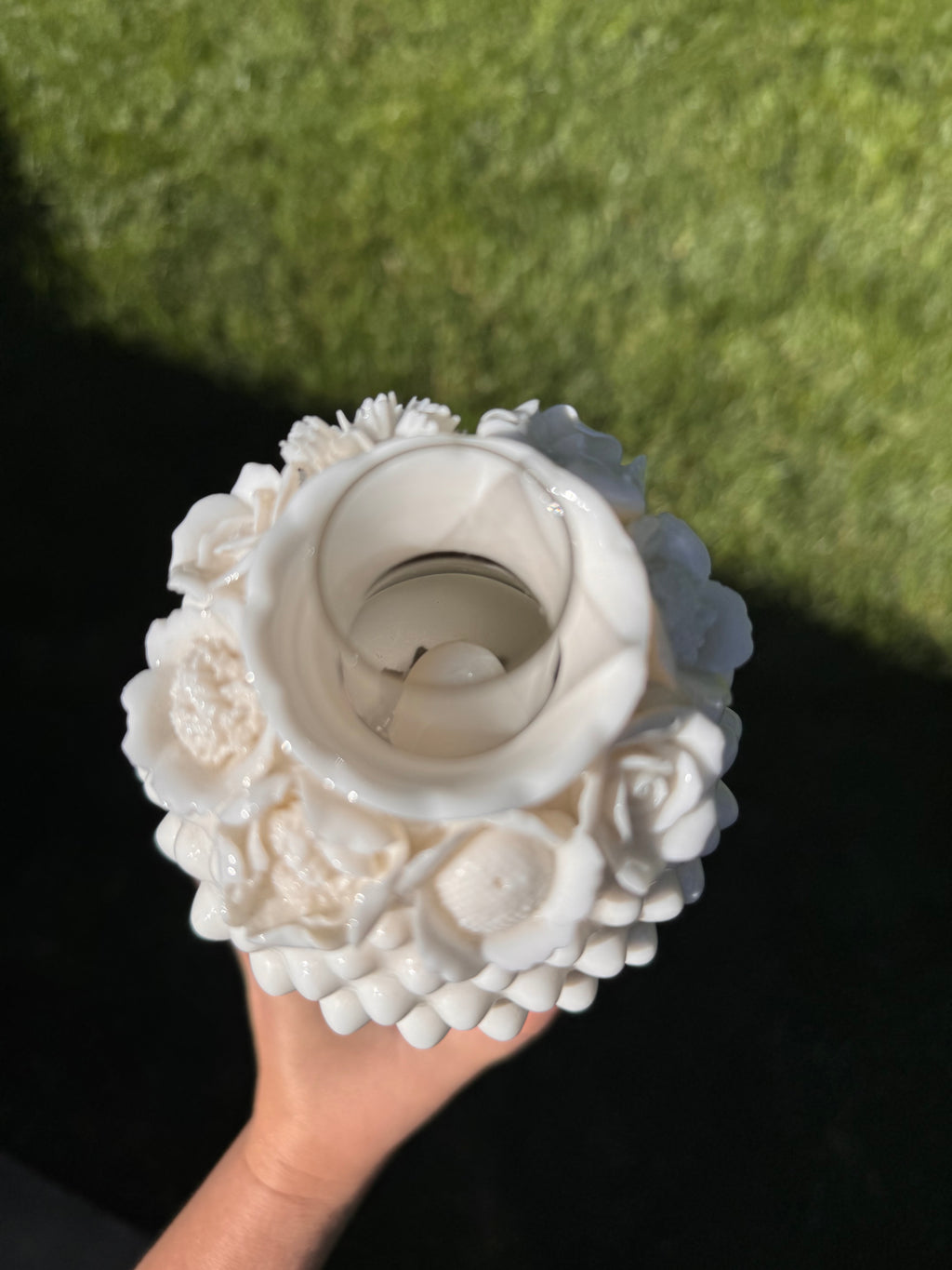Vintage Fenton White Milk Glass Hobnail Boudoir Hurricane Lamp “Bantam”