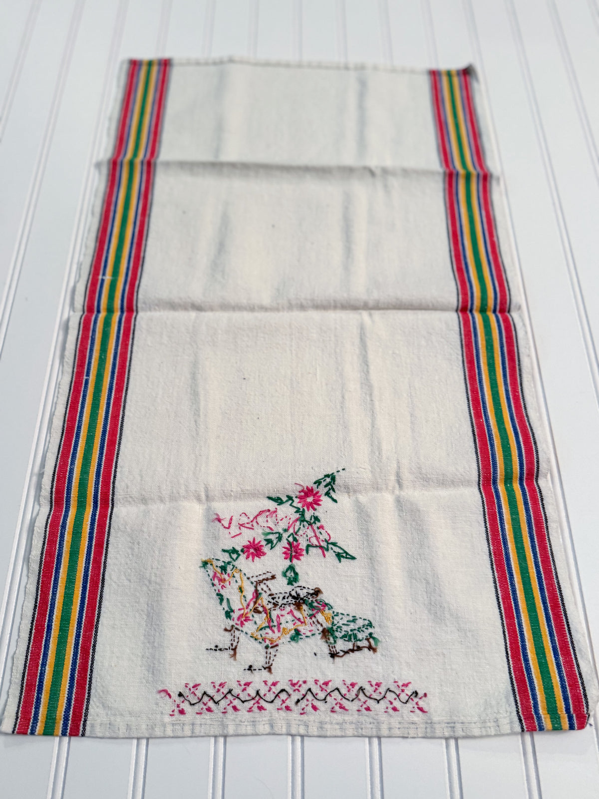 Vintage Days-of-the-Week Embroidered Kitchen Towels | Set of 5