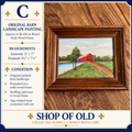 Original Framed Covered Bridge Landscape Painting | Oil on Board