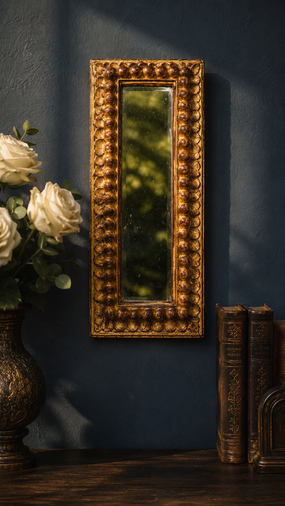 Vintage Italian Florentine Gilt Wall Mirror | Florentina Italy Gold Wood Mirror 15.5”