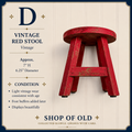 Vintage Red Wooden Stool | Rustic Display Stool
