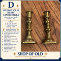 Vintage Solid Brass Candlestick Holders (Pair) | Classic Brass Candle Holders