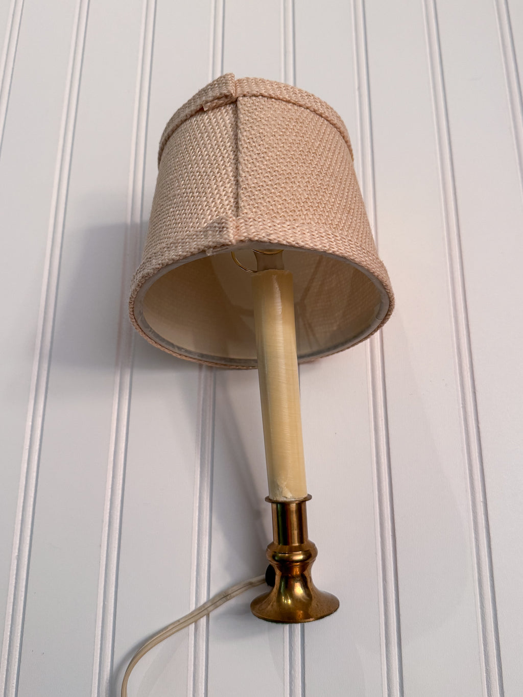 Vintage Miniature Accent Lamp with Cream Glass Shade | Brass-Tone Base