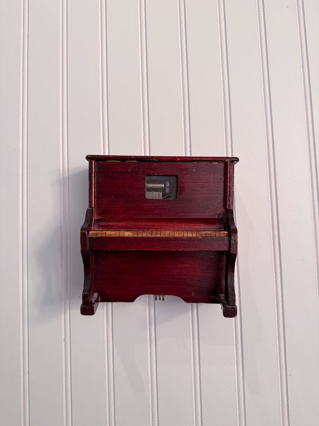 Vintage Wooden Musical Piano Box | Working Music Box | Mid-20th Century