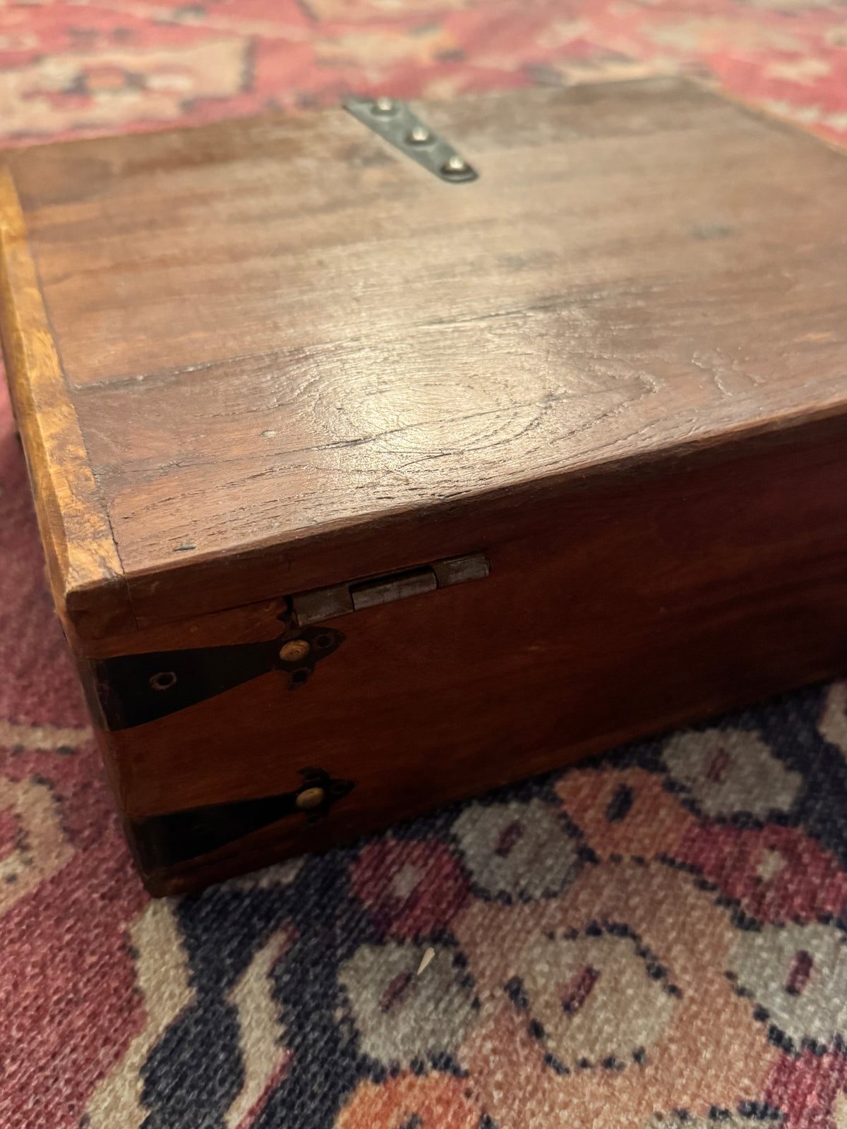Antique 19th-Century Triple-Fold Traveling Writing Desk with Fitted Compartments