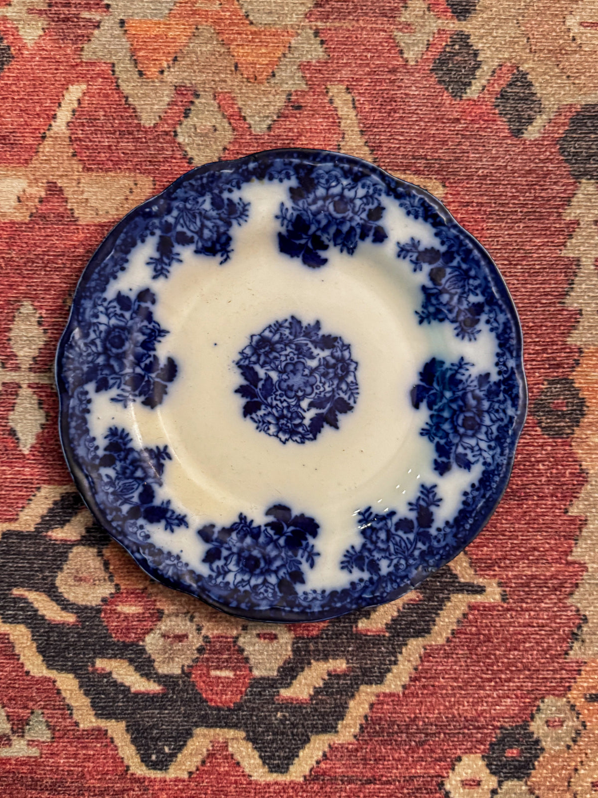 1890s English Flow Blue Waldorf Plate | 9” Staffordshire England
