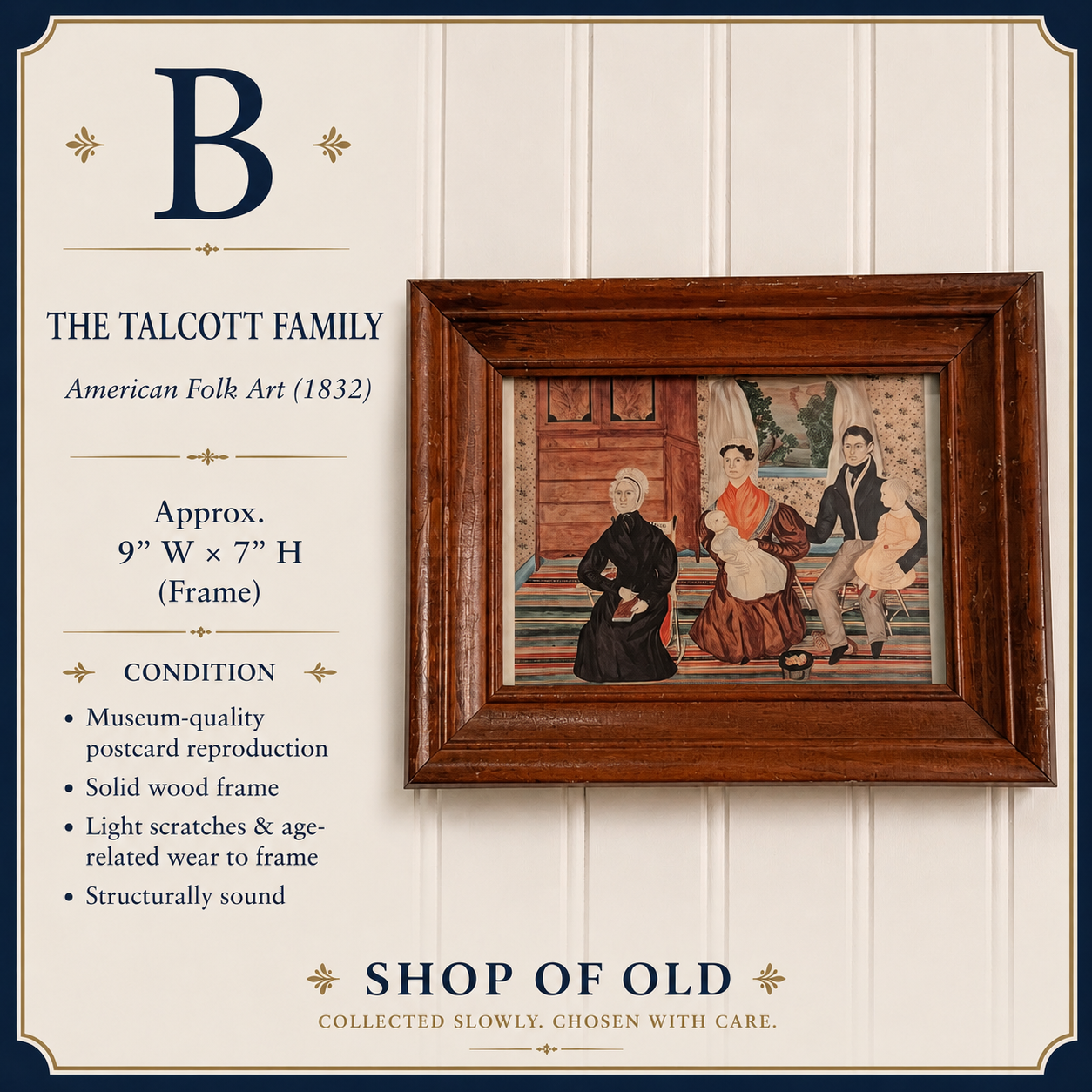 The Talcott Family (1832) | Framed American Folk Art Postcard Reproduction