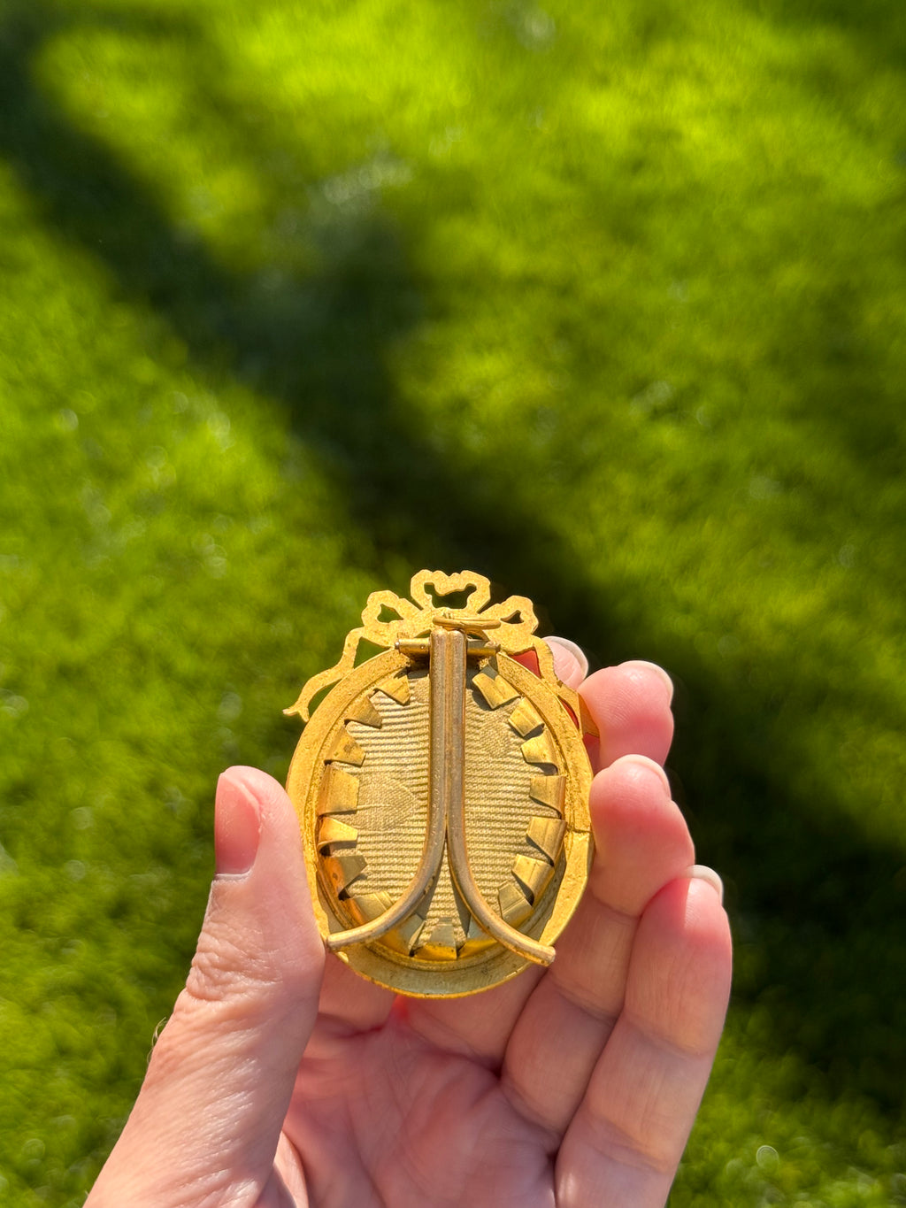 Antique French Gilt Bronze Miniature Portrait of a Noblewoman