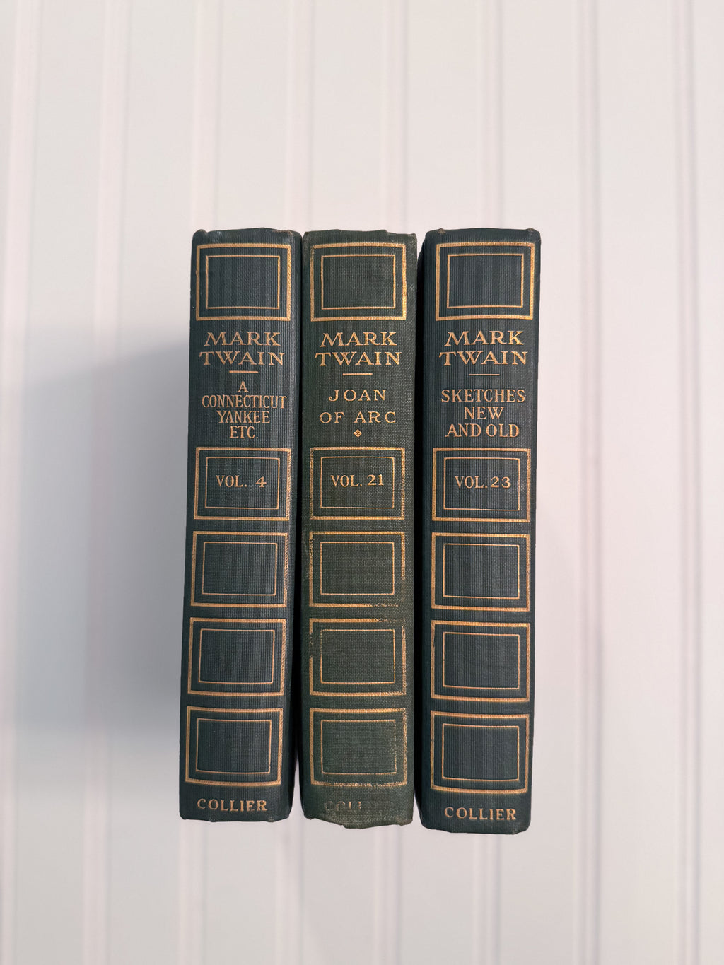Antique Mark Twain Authorized Uniform Edition Three-Volume Book Set | P.F. Collier & Son | 1917