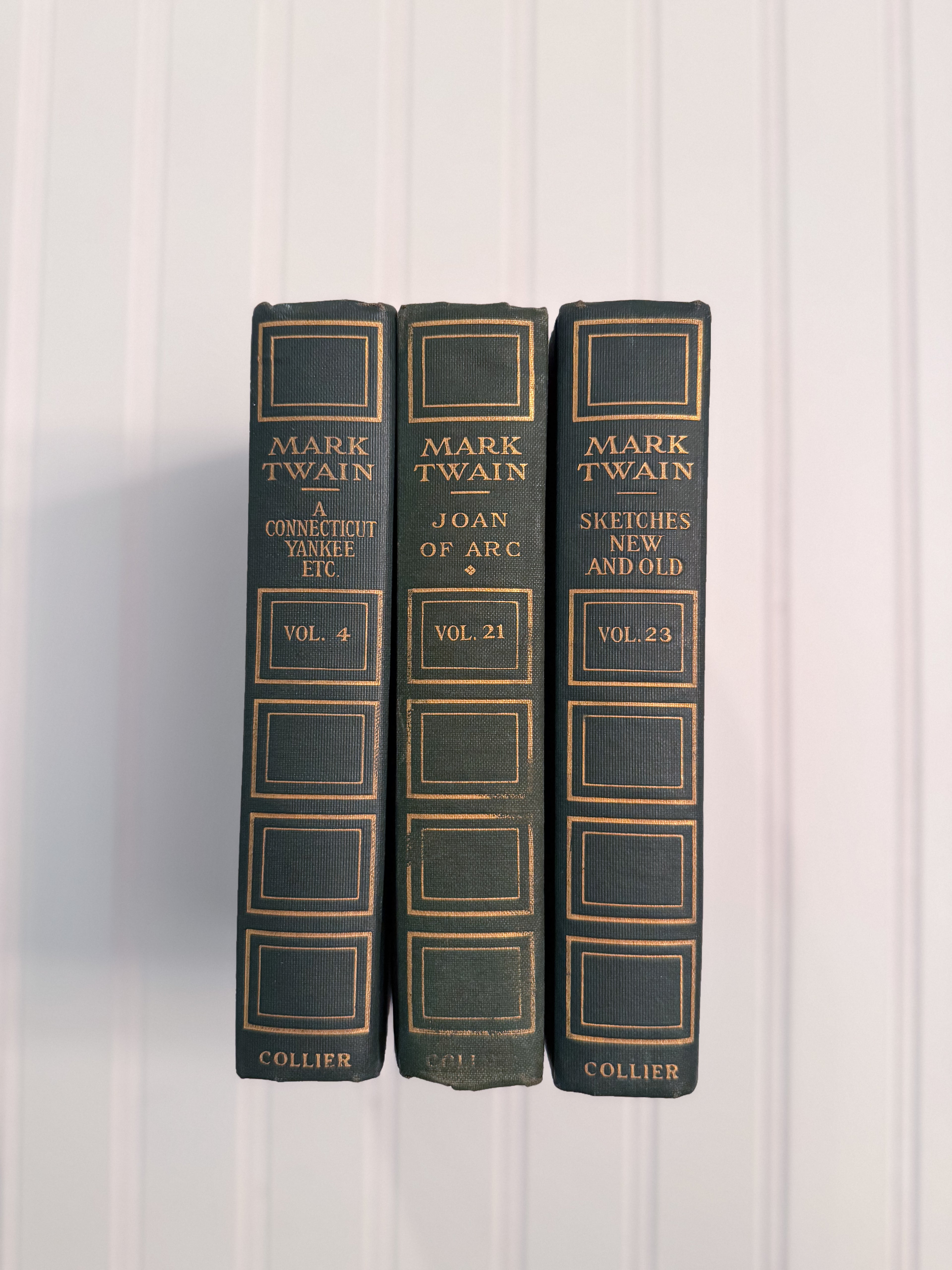 Antique Mark Twain Authorized Uniform Edition Three-Volume Book Set | P.F. Collier & Son | 1917