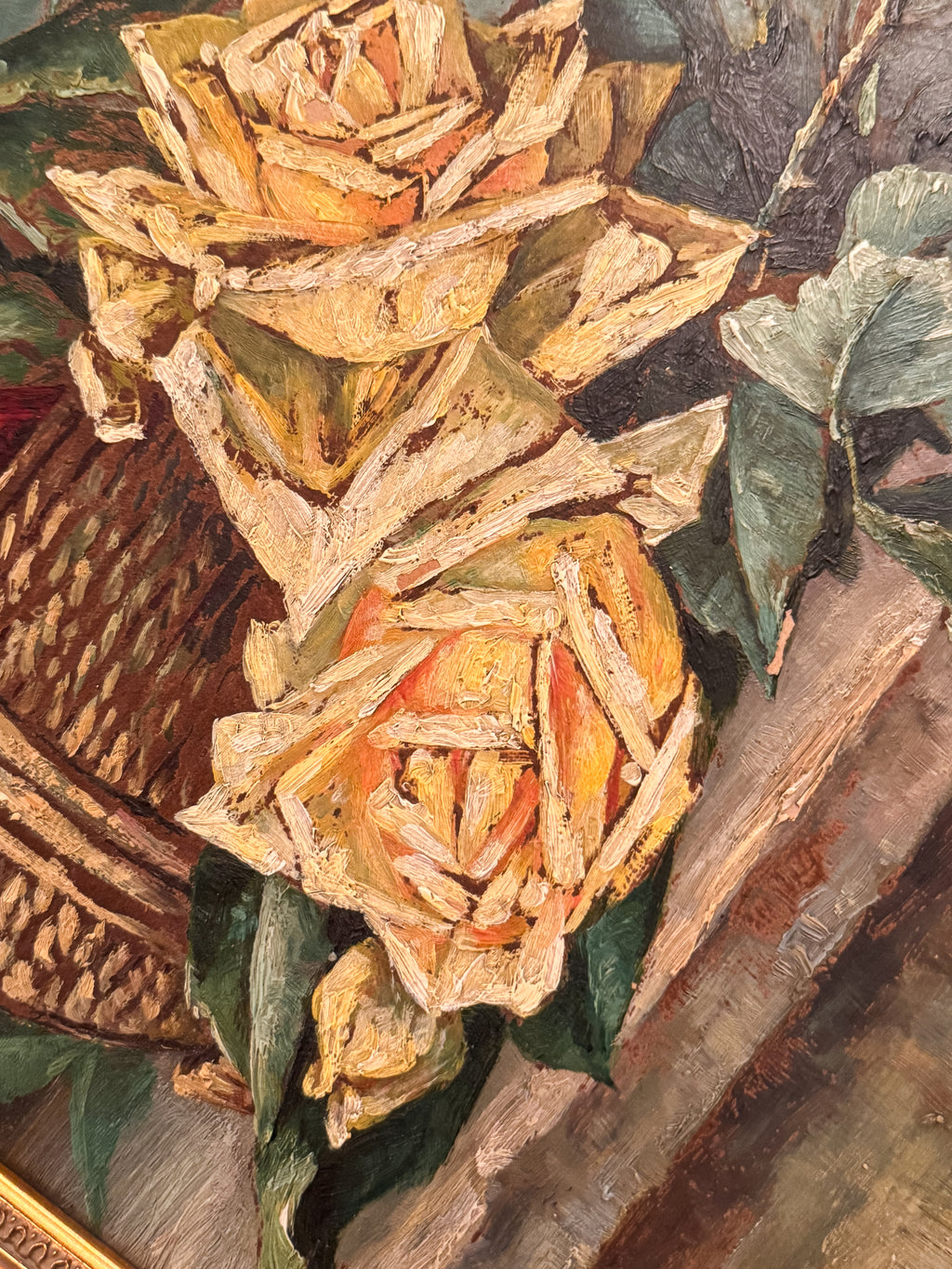 1901 Signed Oil on Board Still Life | Roses & Wine Bottle
