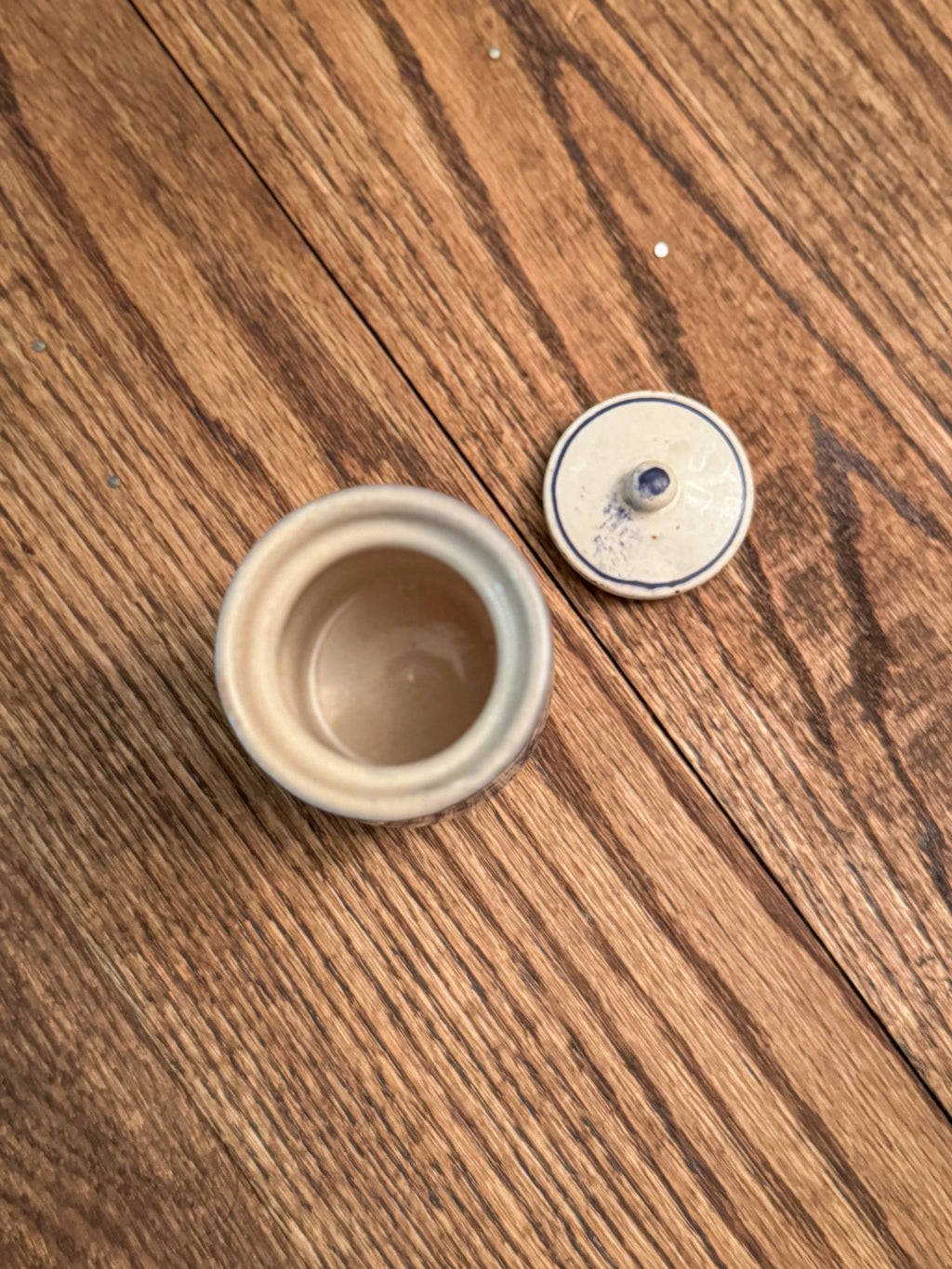 Antique German Muskat Nutmeg Spice Jar | Blue & White Stoneware Canister with Lid