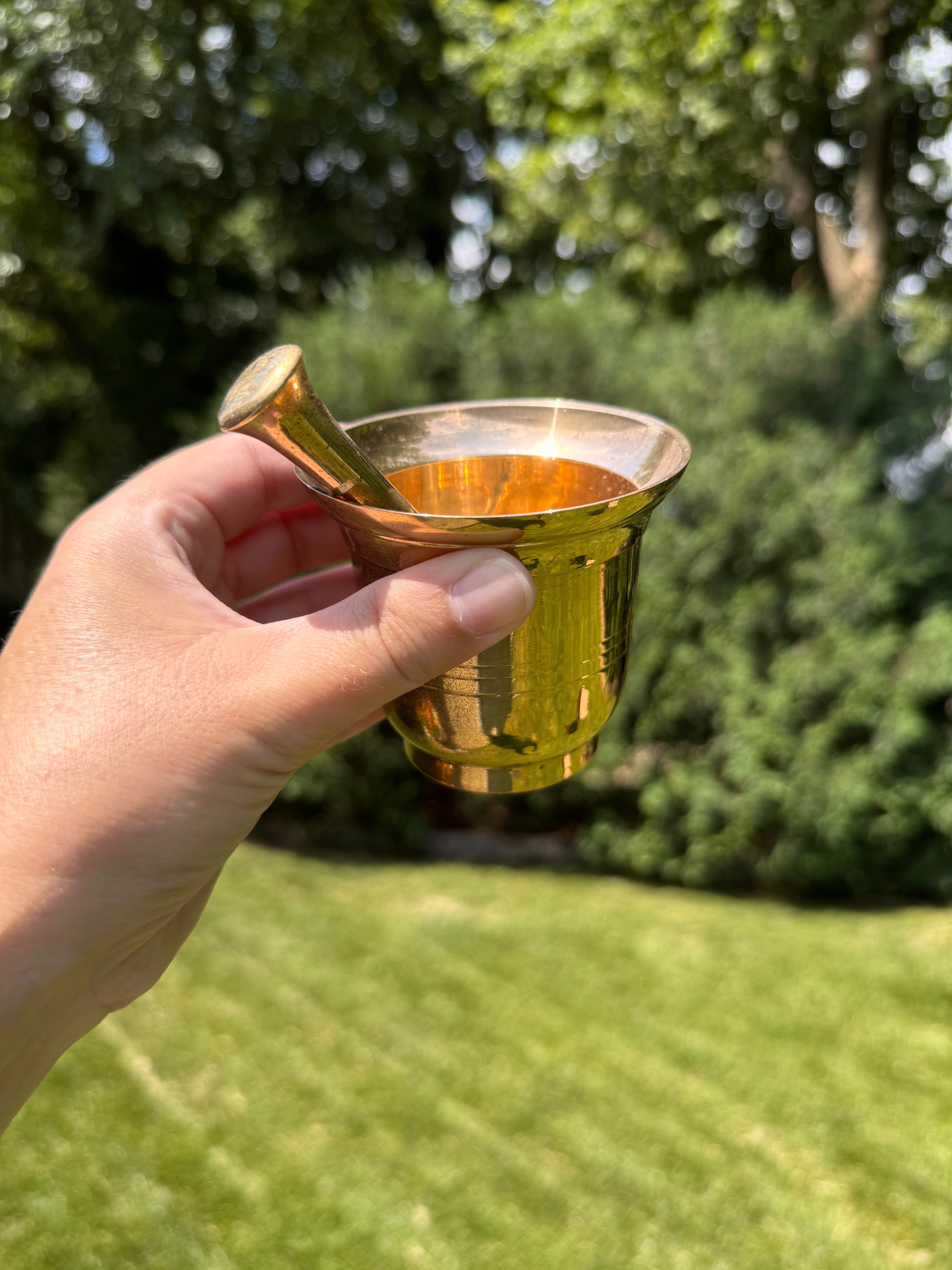 Vintage Solid Brass Mortar and Pestle