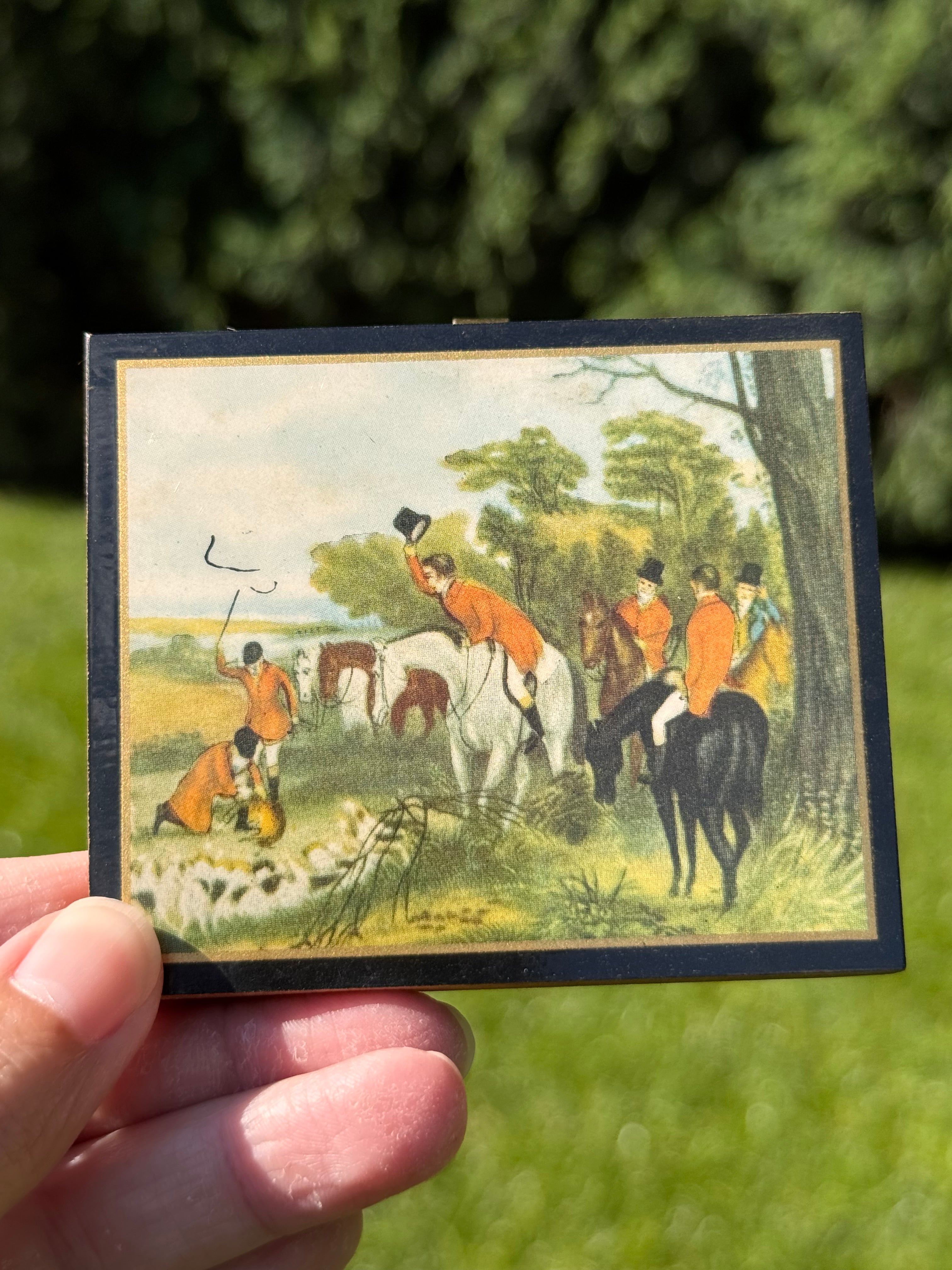 Vintage Stevens Sporting Plaque Trio | Berwick Hunt, Tally Ho & The Death | English Equestrian Wall Hangings
