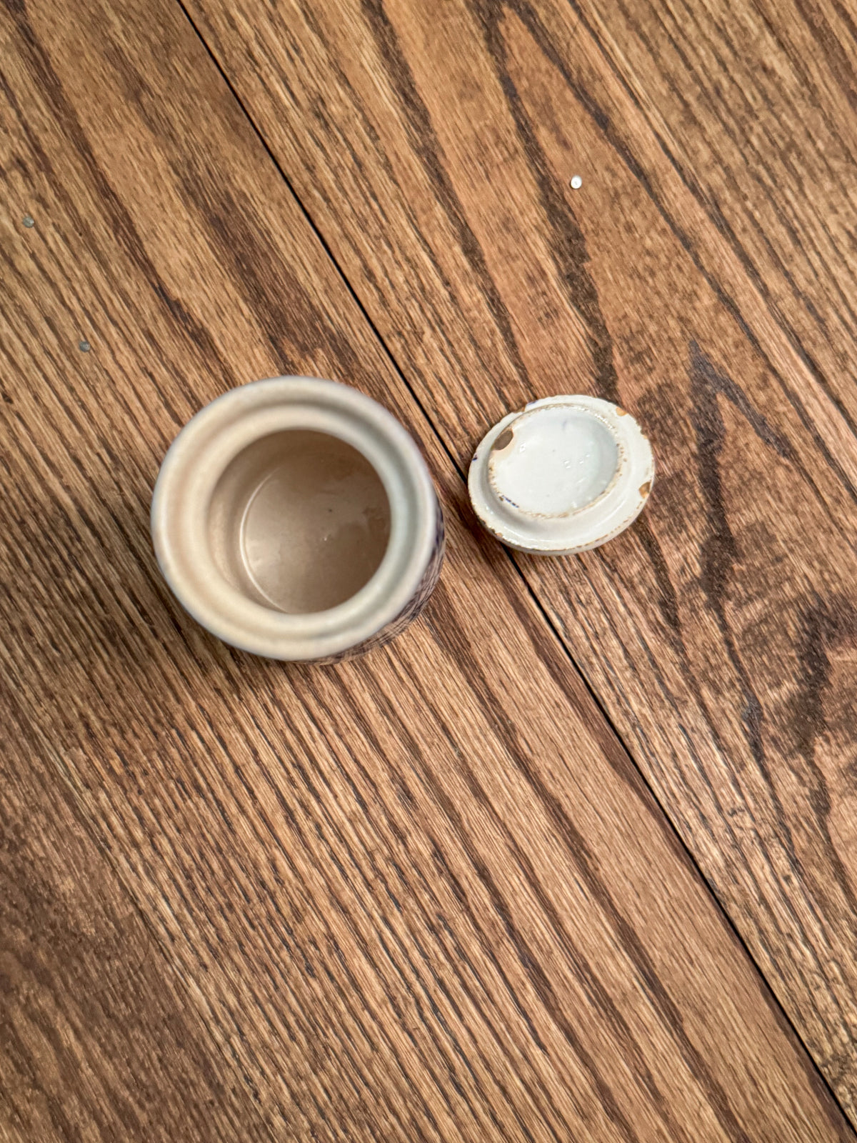 Antique German Muskat Nutmeg Spice Jar | Blue & White Stoneware Canister with Lid