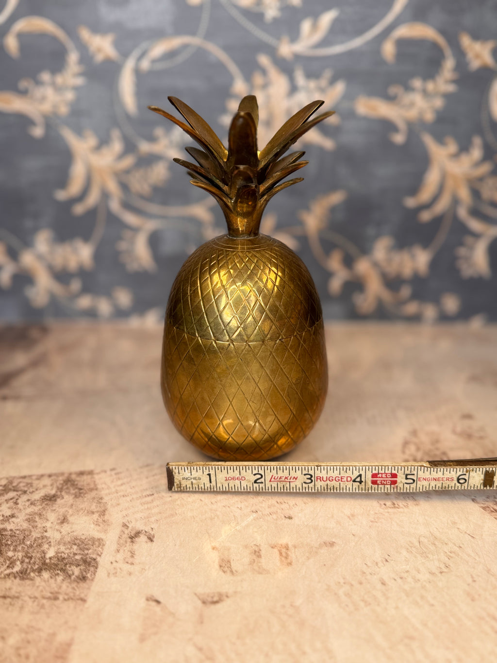 Vintage Brass Pineapple Trinket Box Lidded Brass Container