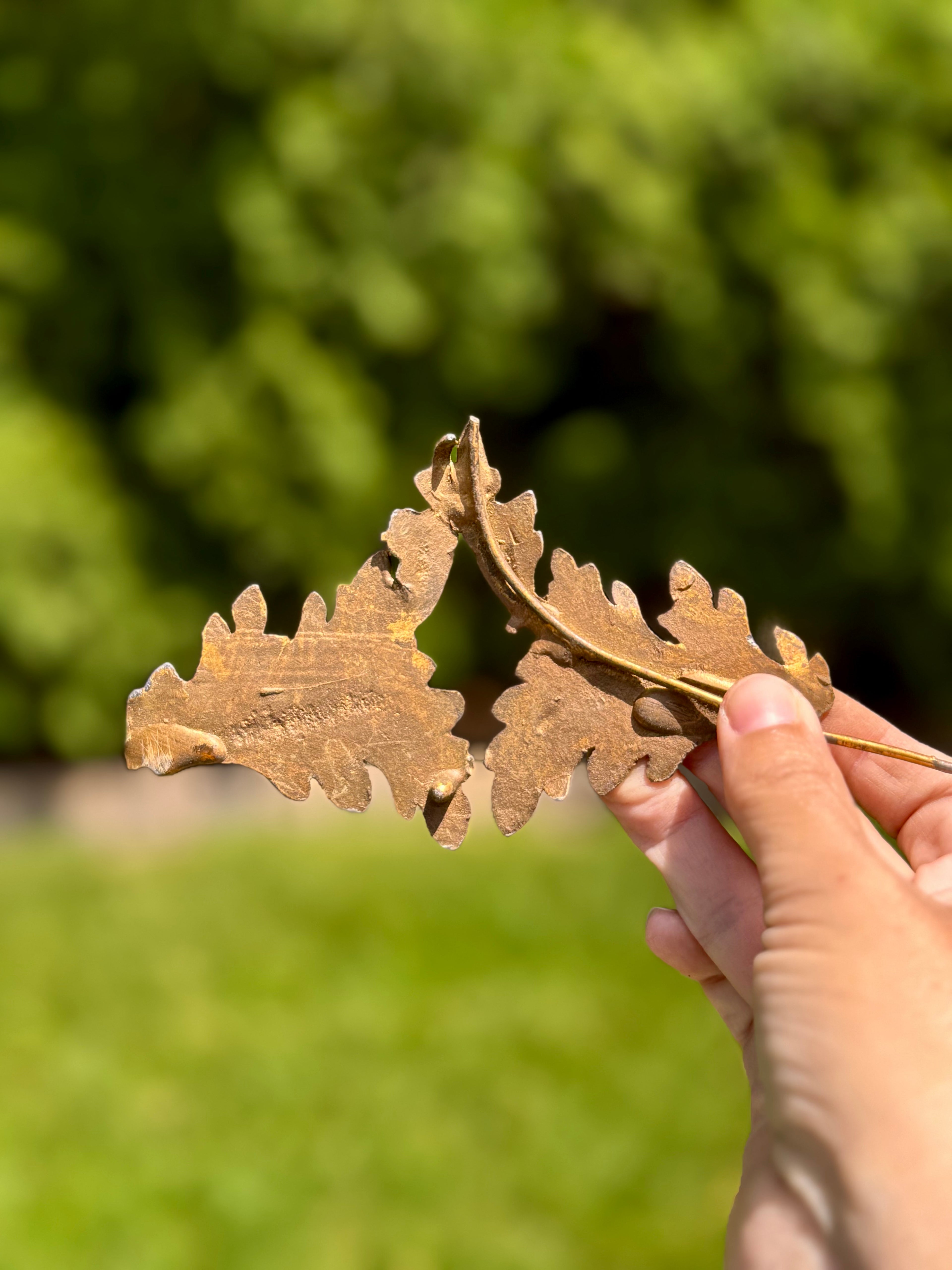 Antique French Gilt Bronze Oak Leaf Mount | Salvaged Decorative Fragment