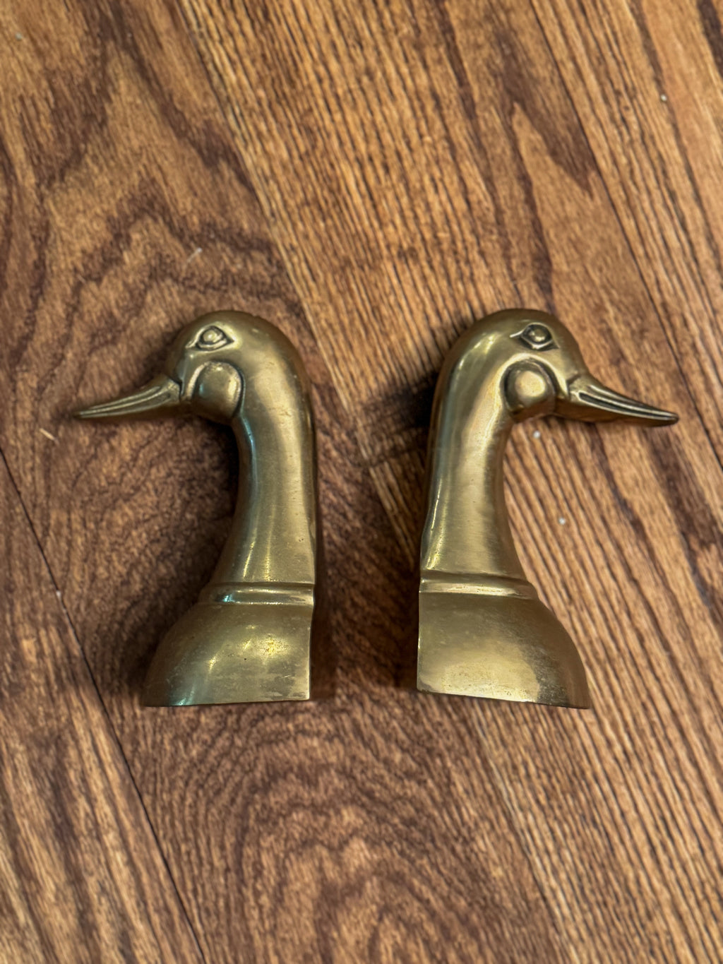 Vintage Brass Duck Bookends | Mid-Century Waterfowl Bookends