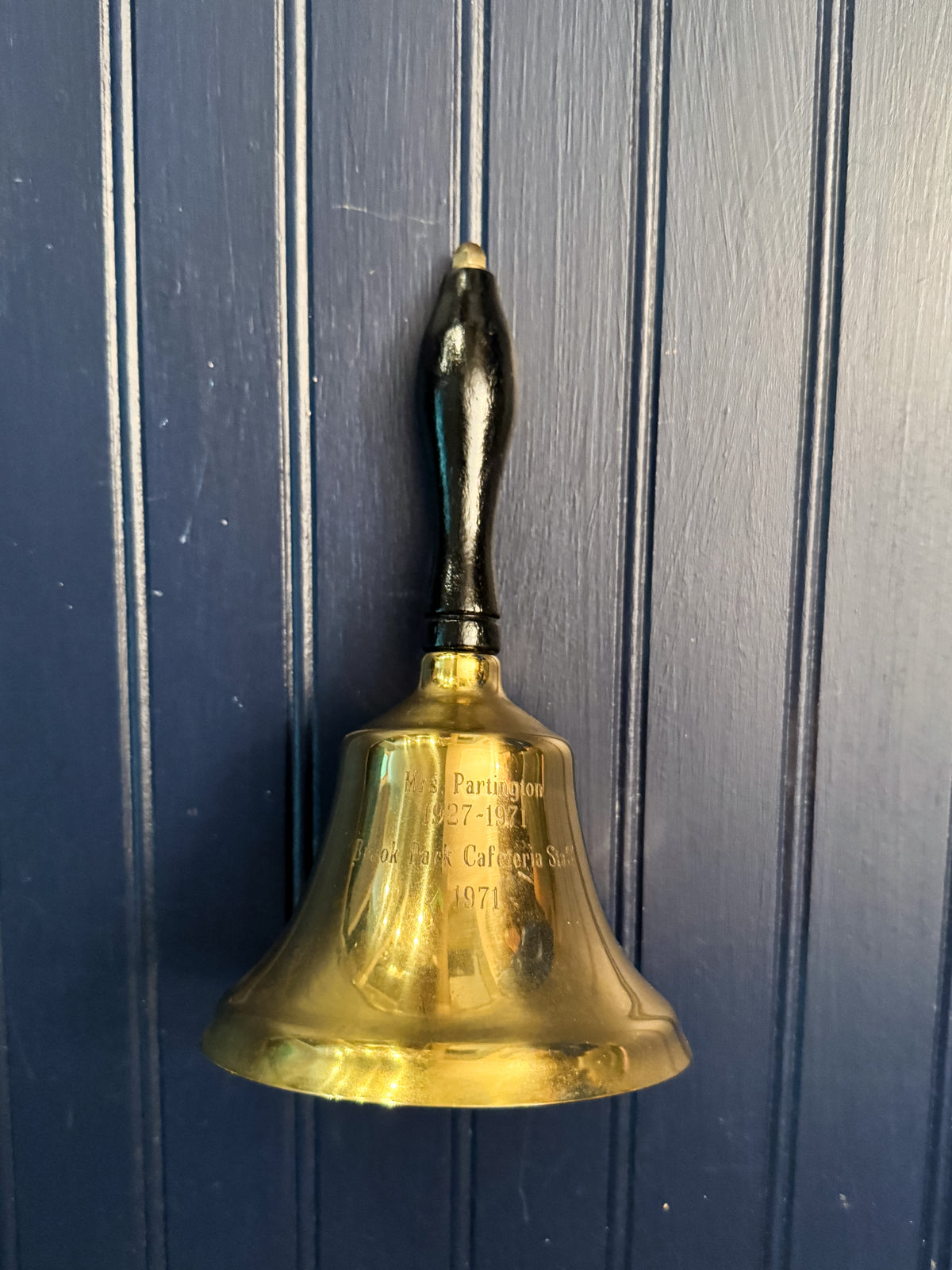 Vintage Commemorative Brass Hand Bell | Mrs. Partington | 1927–1971