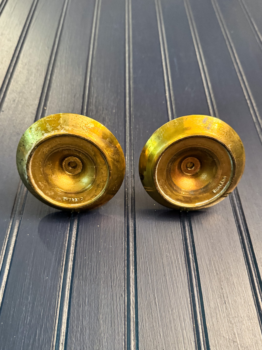 Vintage Brass “Brighton Bun” Candlesticks | Made in England