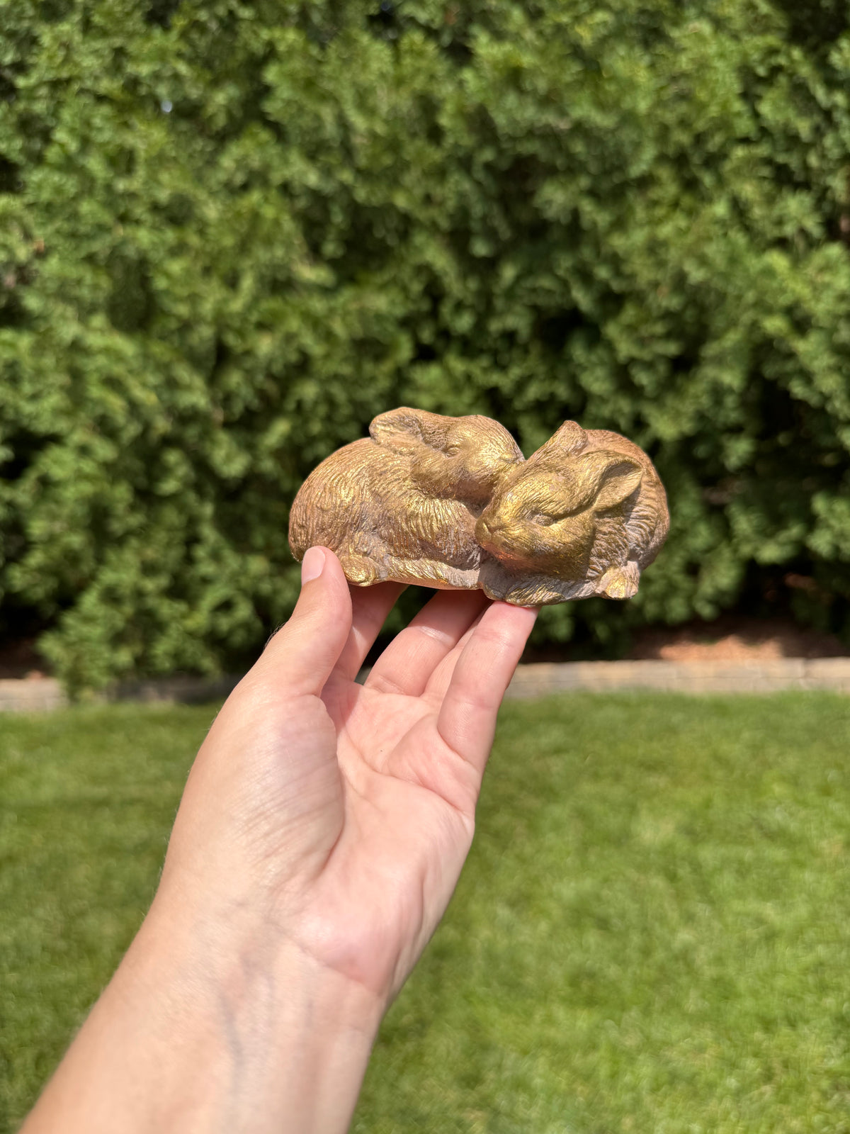 Vintage Gold Resin Rabbit Figurine Pair Sterling Industries Decor