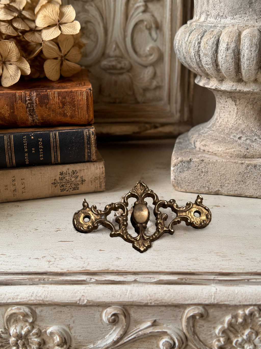 French Ormolu Furniture Mount Fragment | Decorative Hardware Rosette Accent