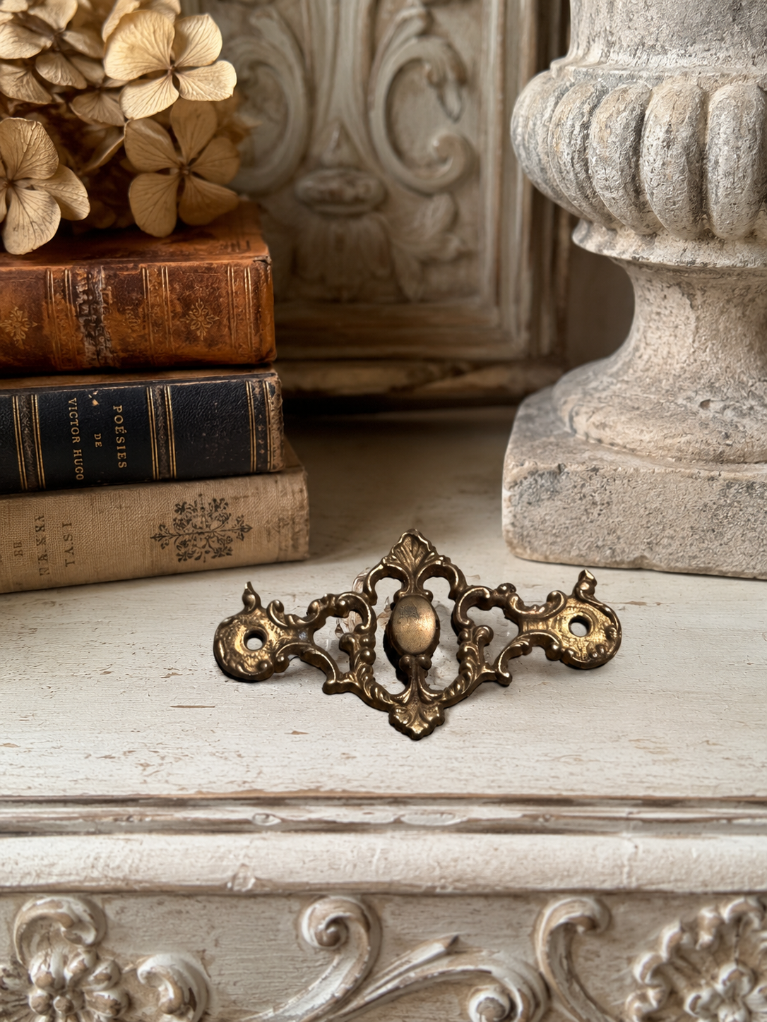 French Ormolu Furniture Mount Fragment | Decorative Hardware Rosette Accent