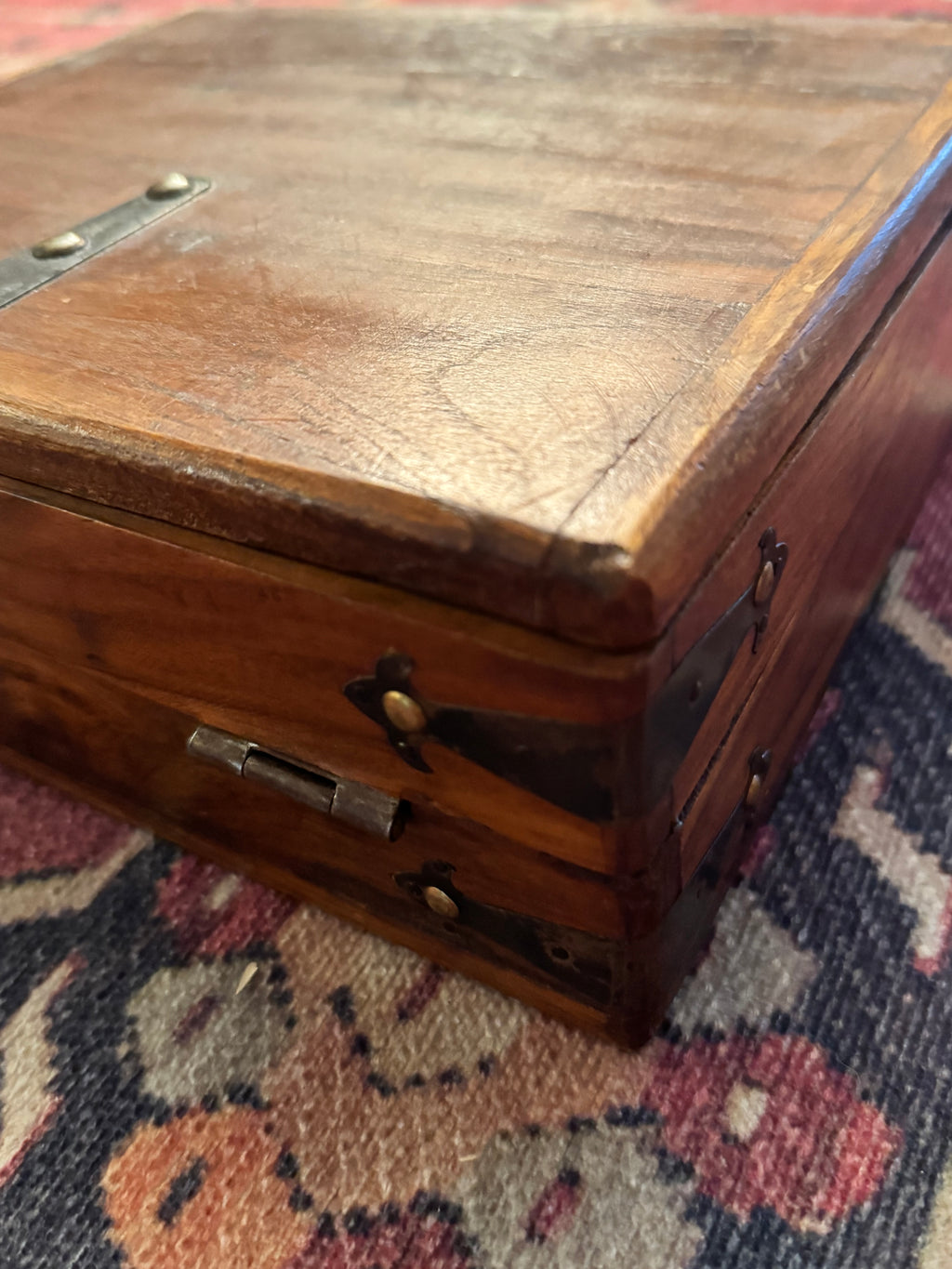 Antique 19th-Century Triple-Fold Traveling Writing Desk with Fitted Compartments